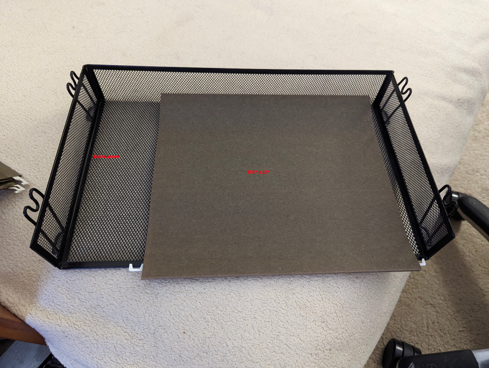 8.5 x 14 inch Black Metal Tray for Hanging File Folders or Paperwork