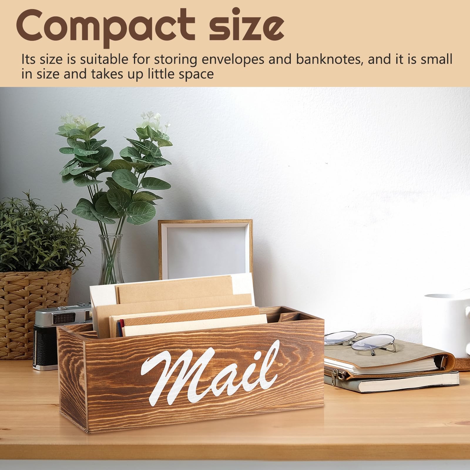 Wood Magnetic Mail Organizer Farmhouse Mail Holder for Fridge Rustic Paper Ba…
