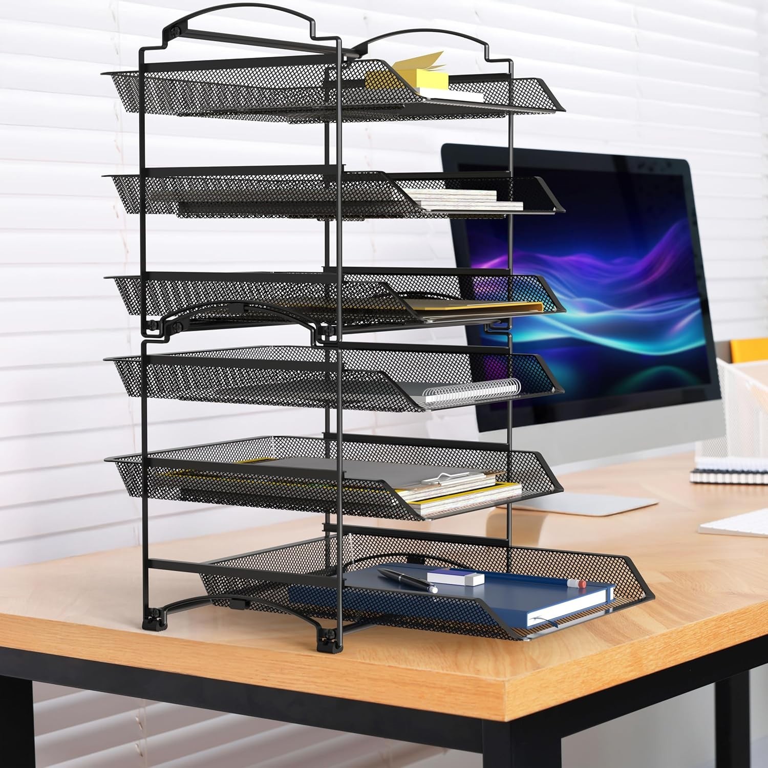 3-Tier Stackable & Sliding Desktop Document Letter Tray 13.2″x11.5″x10″ Black