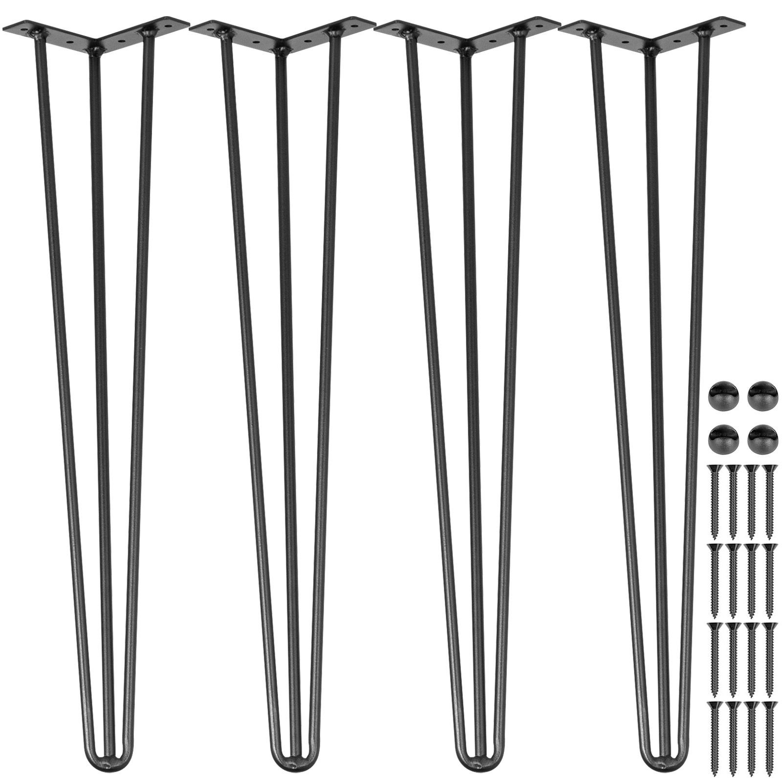 Hairpin Table Legs 16″ Black Set of 4 Desk Legs 880lbs Load Capacity (Each