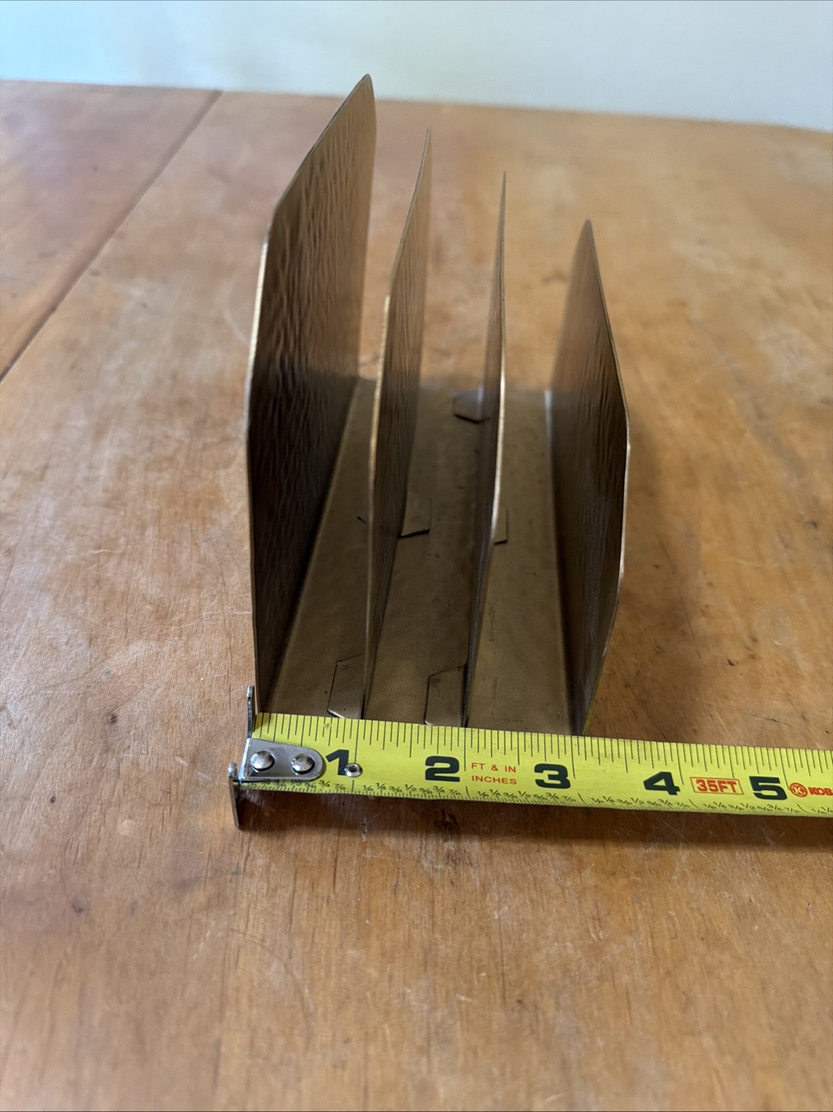 Nate Berkus Letter Bills Sorter Brass Hammered Metal Three Slots “Small Flaw”