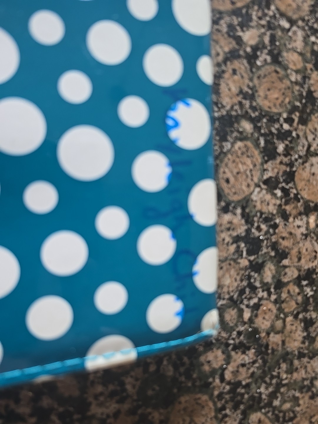 Blue And White Spotted Organizer For Papers Used 9 1/2in By 13in