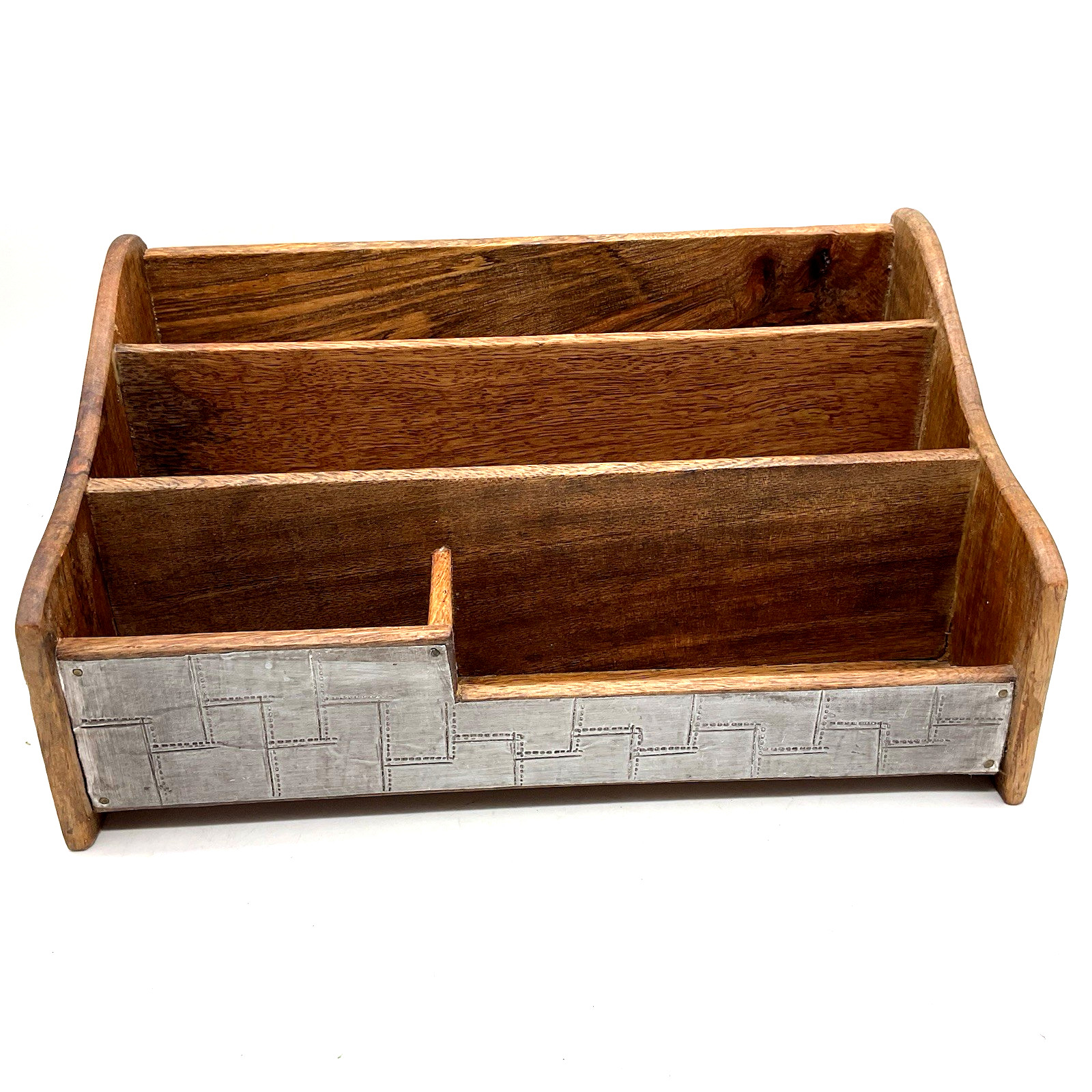 Wooden Handcrafted Three Tier, Four Dividers Desk, Mail, Letter Organizer India