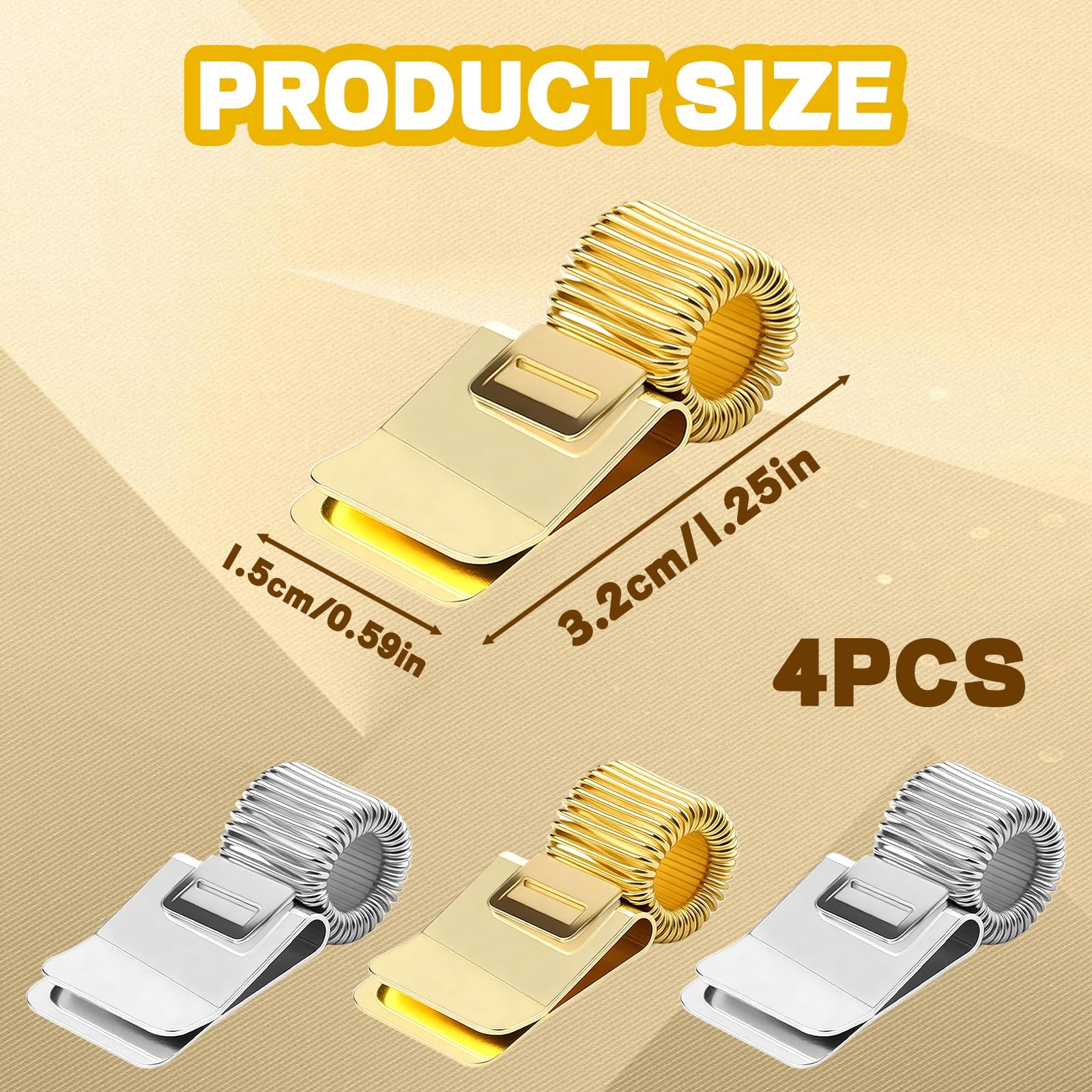 4-Pack Pen Clipboard Holder – Gold and Silver Metal Pencil Holder Clips – Adj…