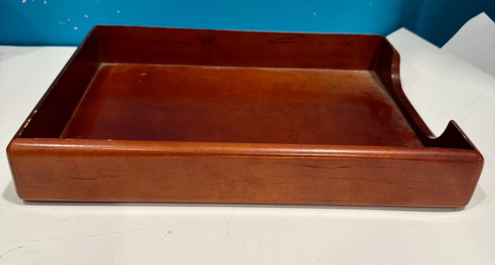 Rolodex Brand Mahogany Finish Wood Desk Letter Tray 10.5″X 13.5”X 2” Business