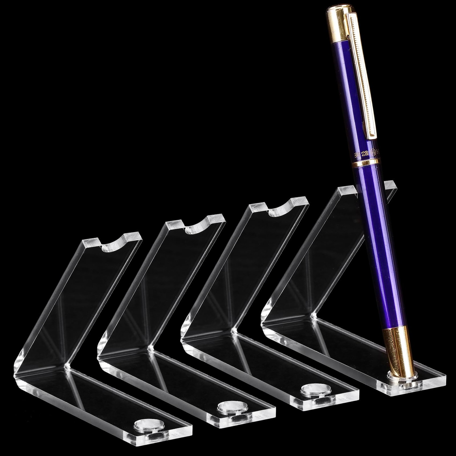 AIOMOB 4 Pieces Acrylic Pen Holder Display Stand Transparent Makeup Brush Rac…