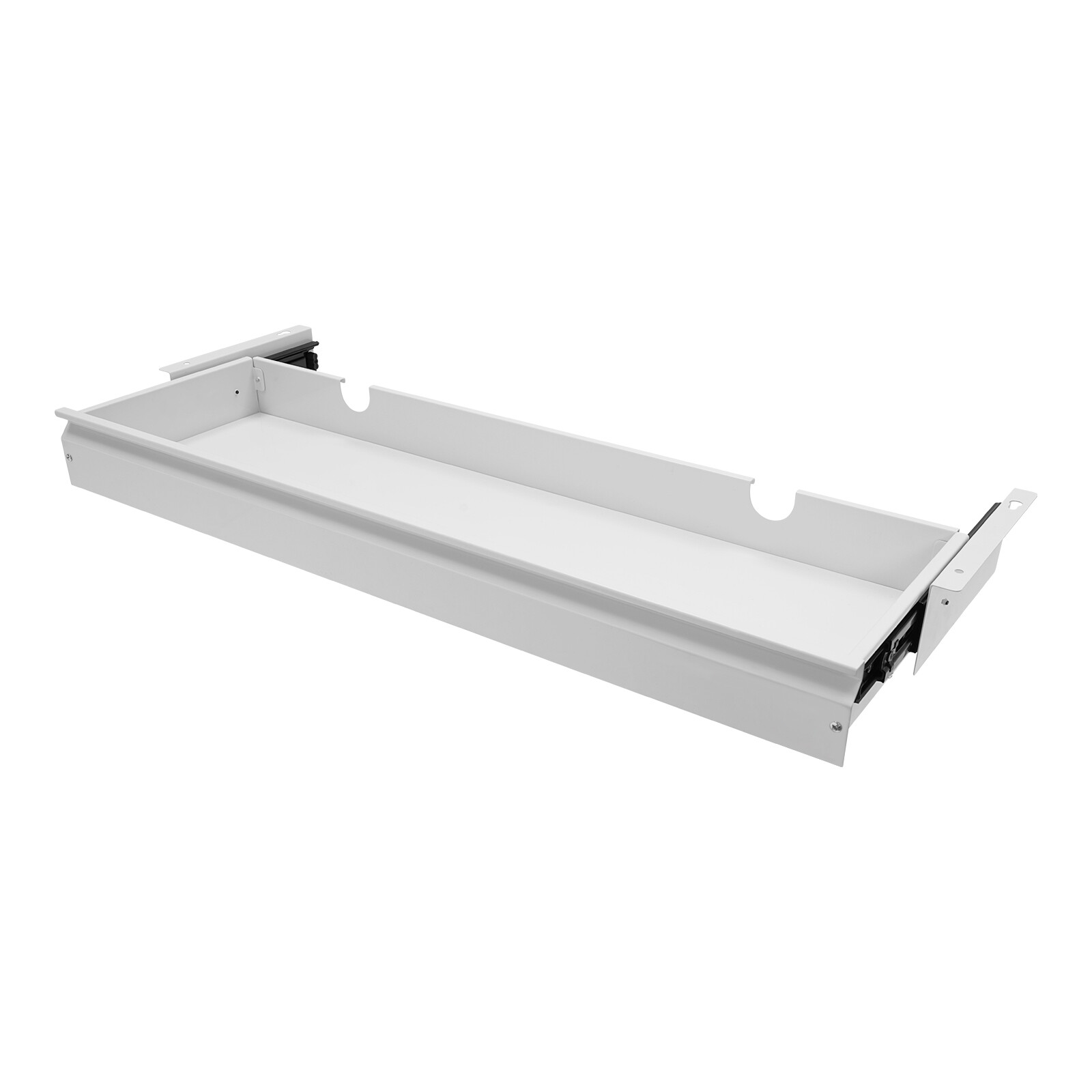 Under Desk Sliding Pull-Out Drawer White 33.3 × 9.2 In Mount For Sit-Stand Desk