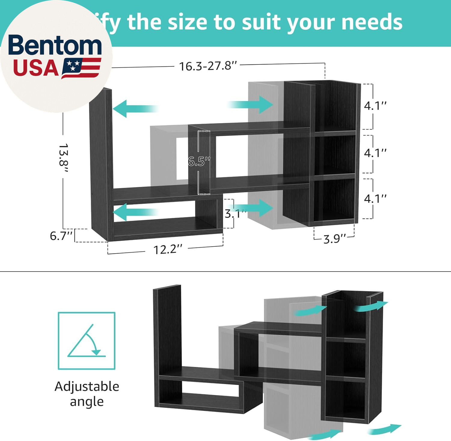 Desk Shelves Desktop Organizer Shlef – Black Office Organization for Top of Desk