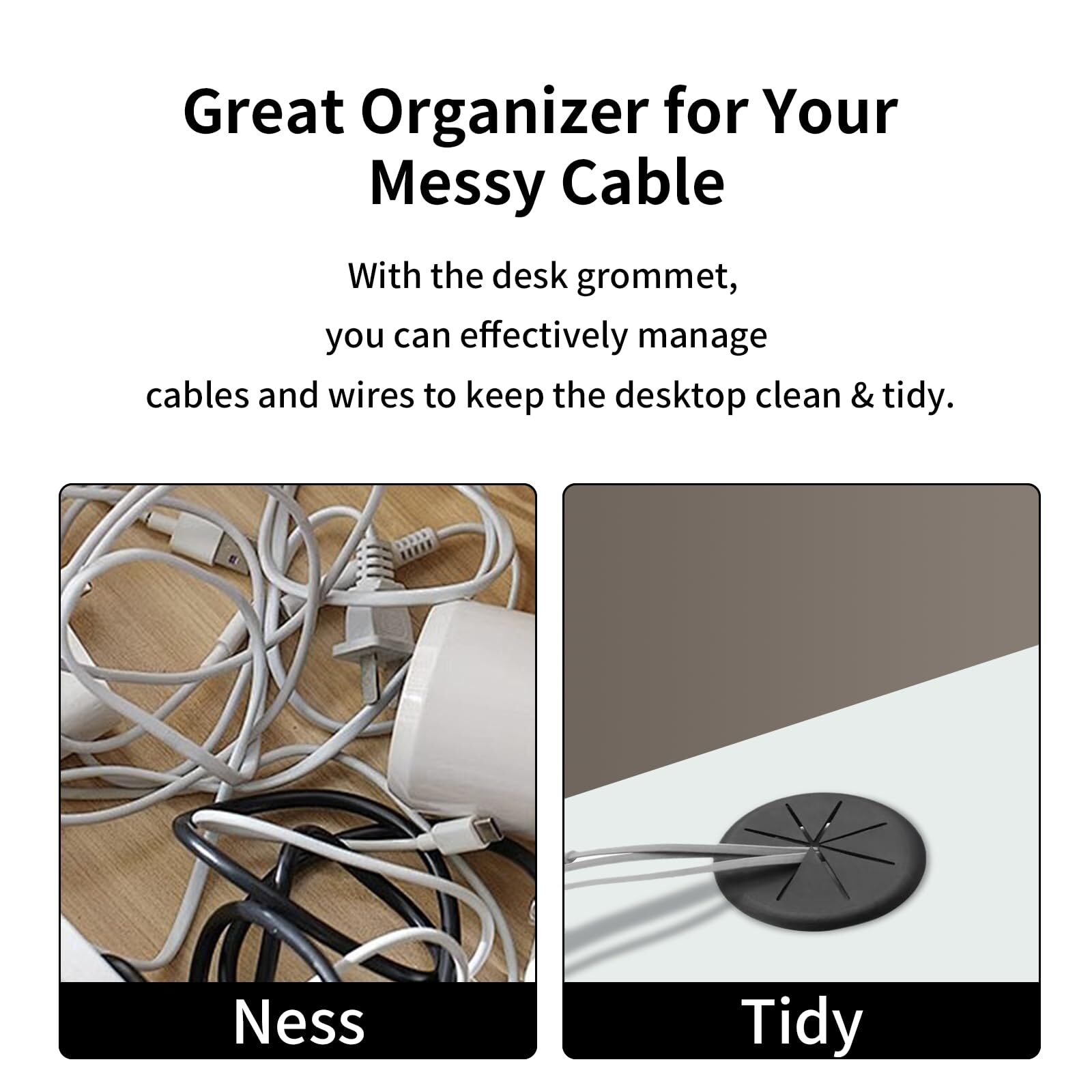6 Pack 2 Inch Desk Grommet Flexible Desk Hole Cover for Home Office Table Cables