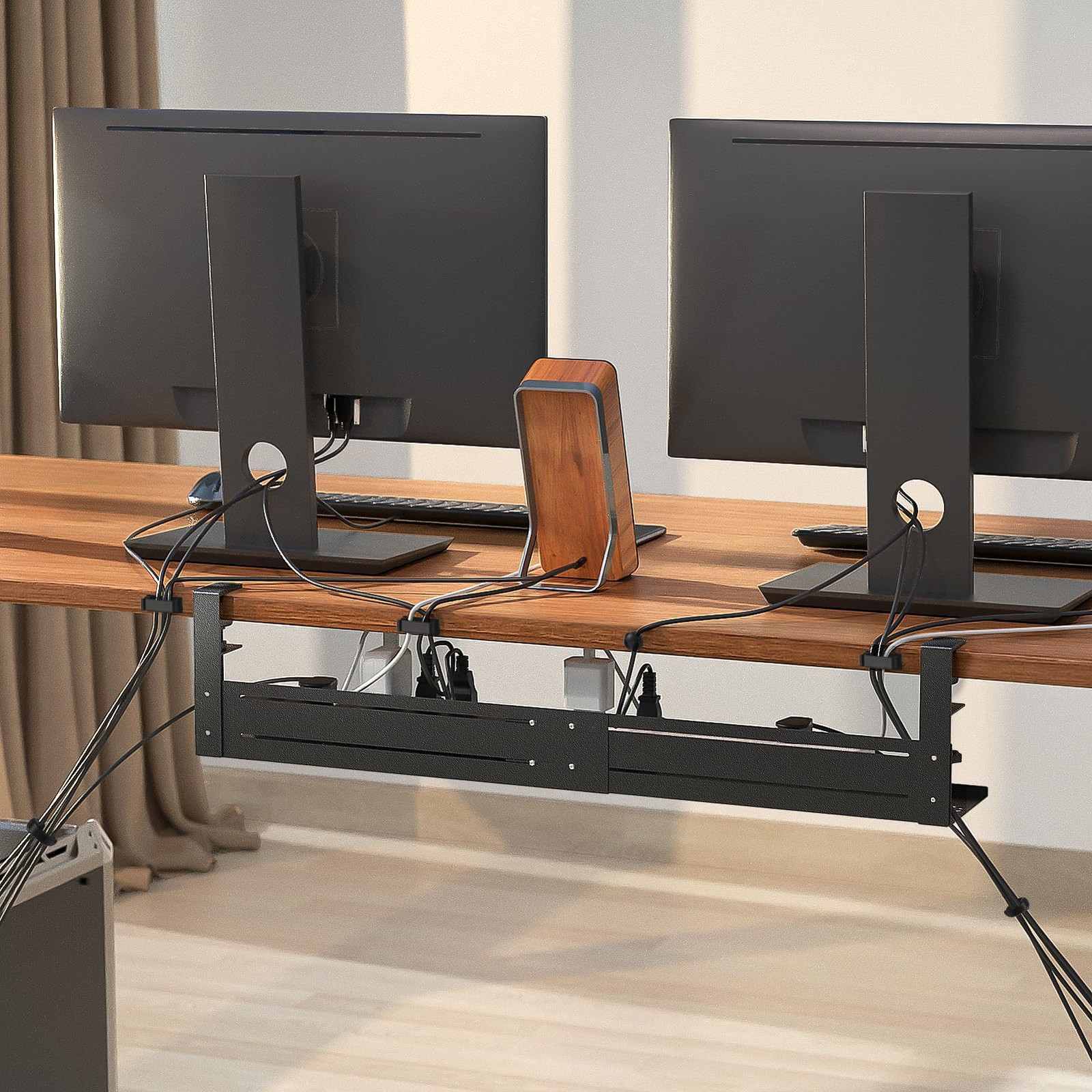 Strifuture Under Desk Cable Management Tray – 18-29in 18-29 inches, Black