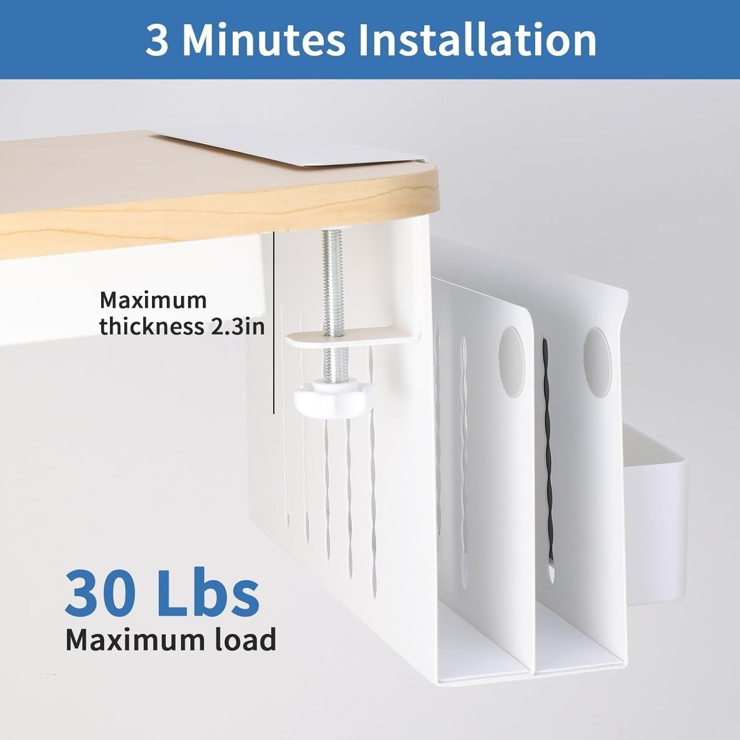 2 Tier Desk Side Storage Organizer Clamp On Carbon Steel No Drill Office Home