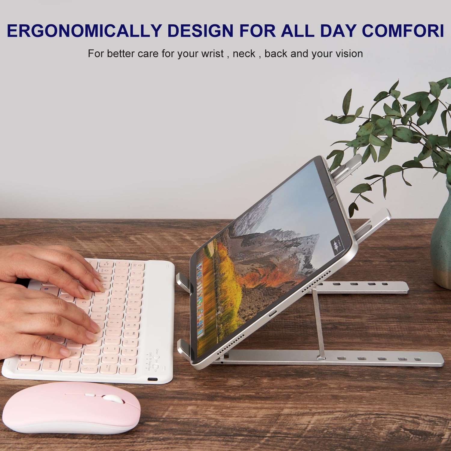 weourwe Ergonomic and Foldable Laptop Stand for Desk, Adjustable Silver