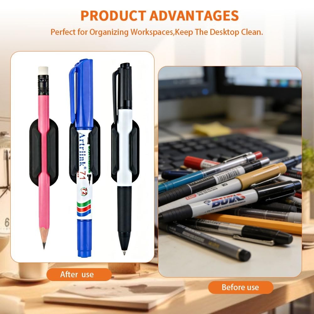 40 PCS Silicone Adhesive Pencil Holders – Flexible Desk & Wall Organizers, Offic