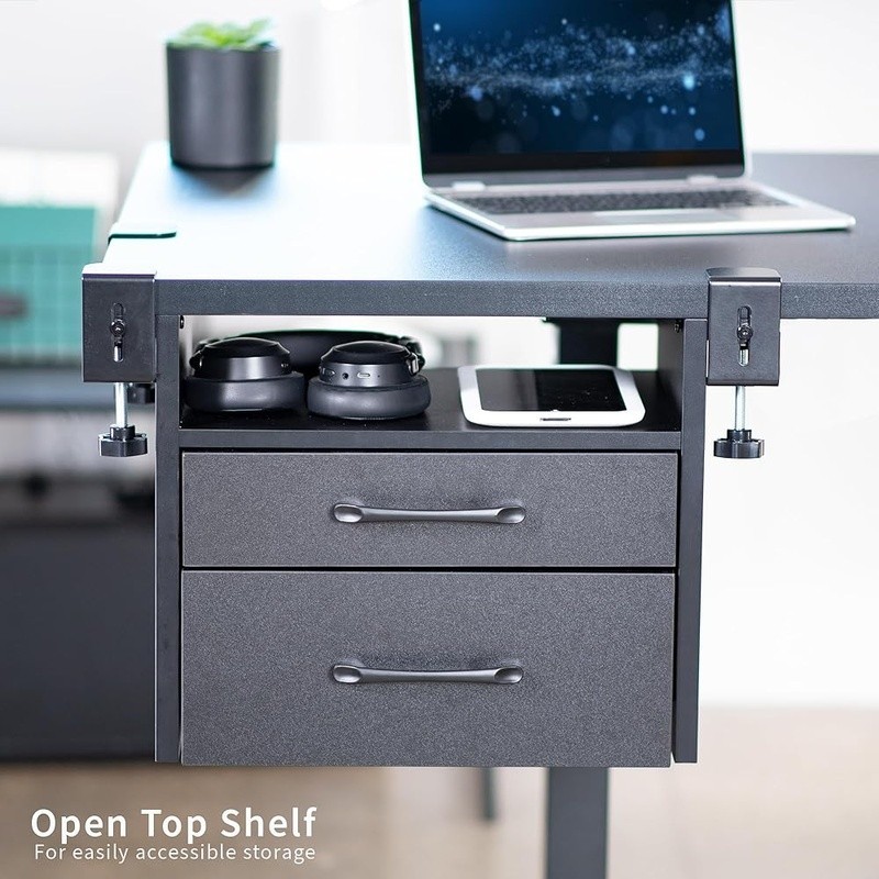 Corner Wooden Clamp-on Storage Organizer Under Desk 3-Tier Drawer Set Office New