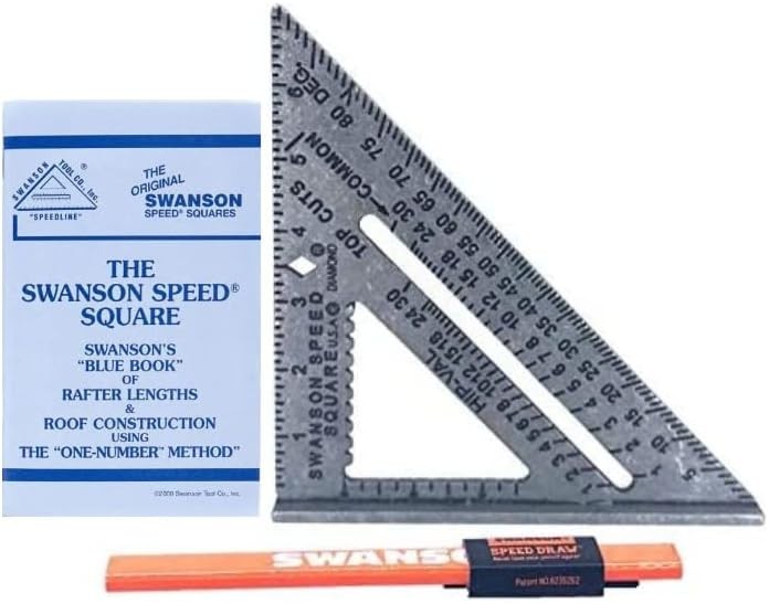 7-Inch Die Cast Aluminum Speed Square & Pencil Holder Set for Precision Projects