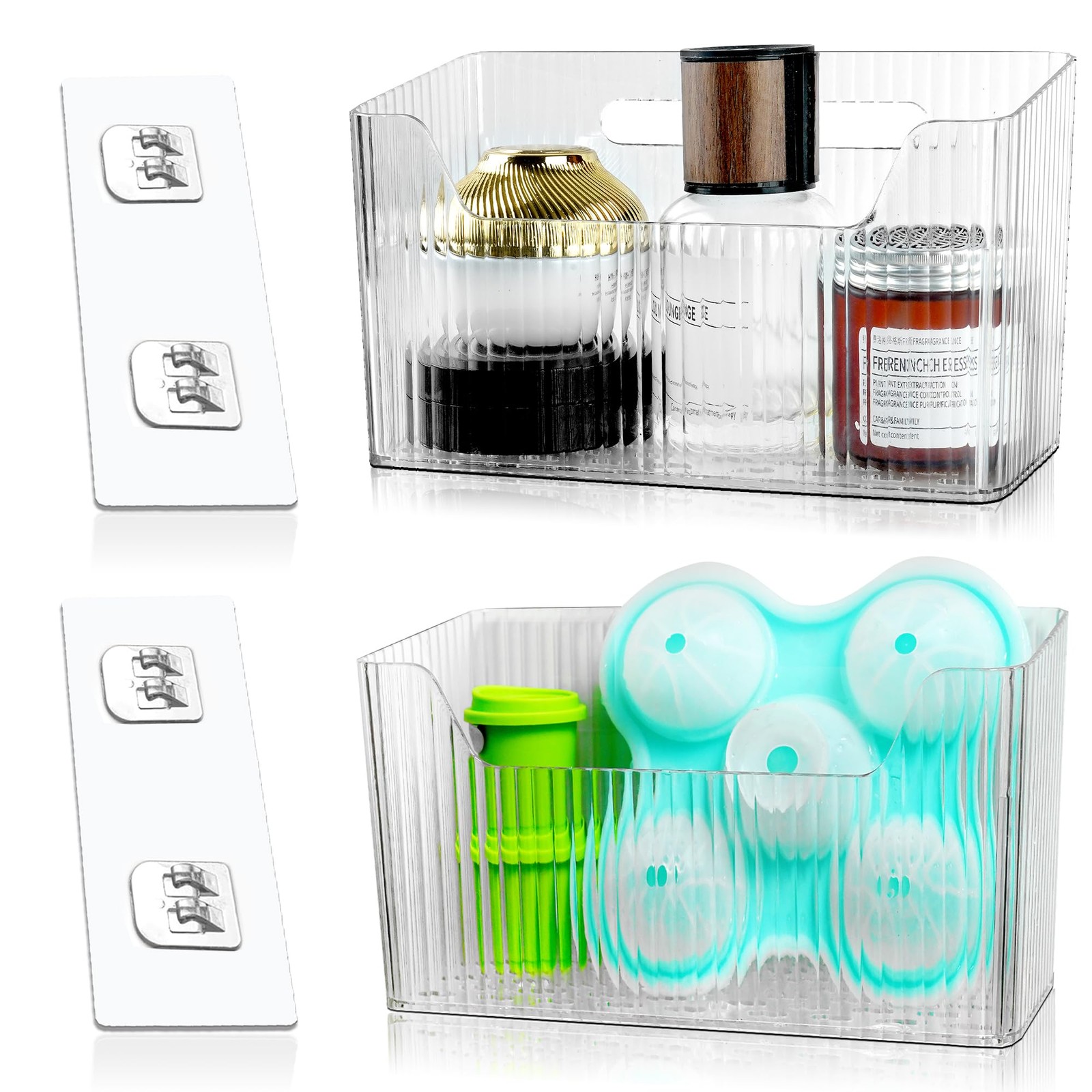 MZYIWUU 2 Pack Cabinet Door Organizer, Adhesive Wall Mounted Transparent