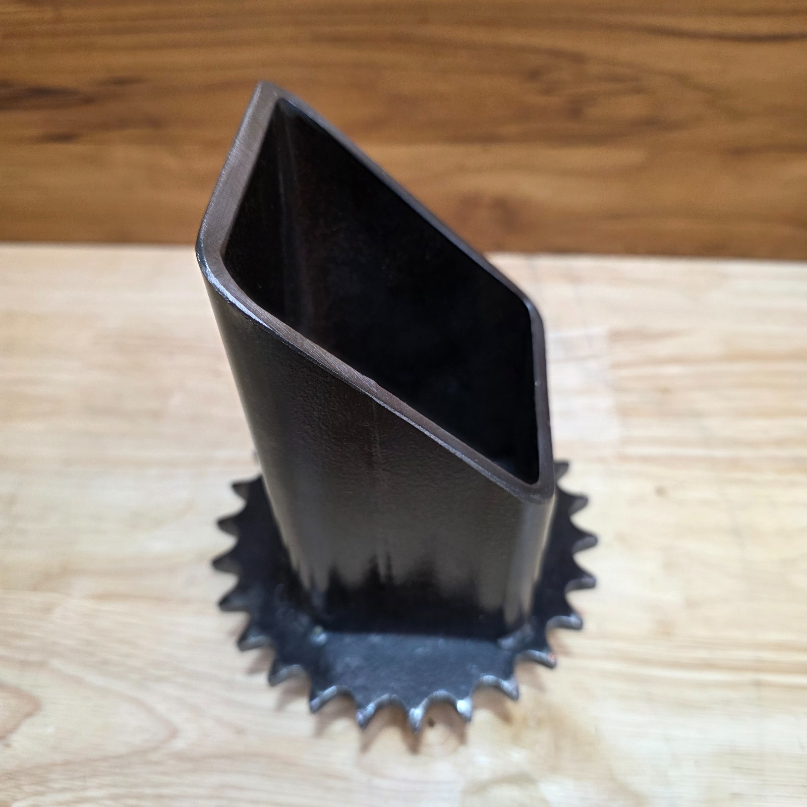 Industrial Steel Desk Organizer | Welded Reclaimed Gear Pen Holder