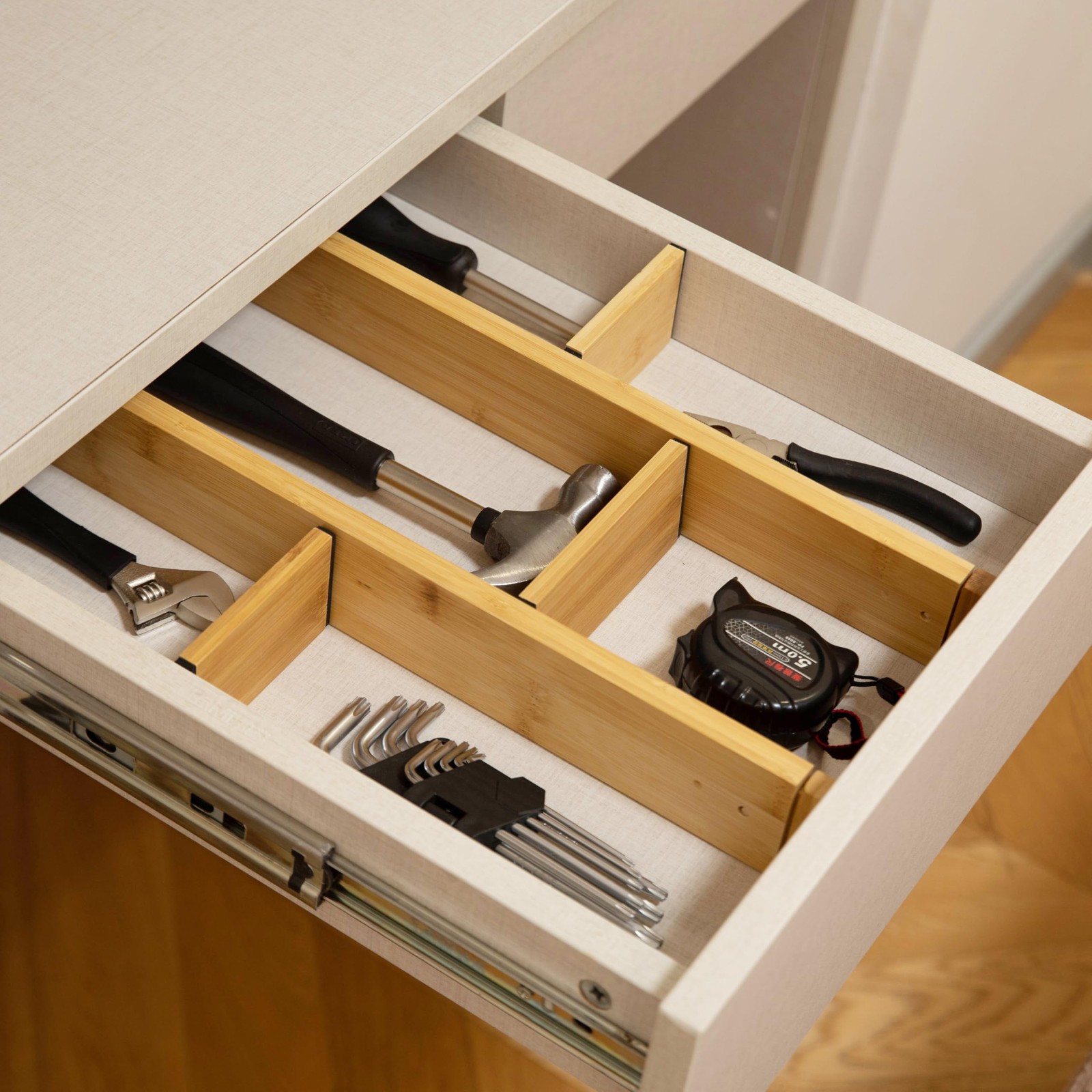 Basicwise Expandable & Adjustable Drawer Organizer with 4 8 Piece, Brown