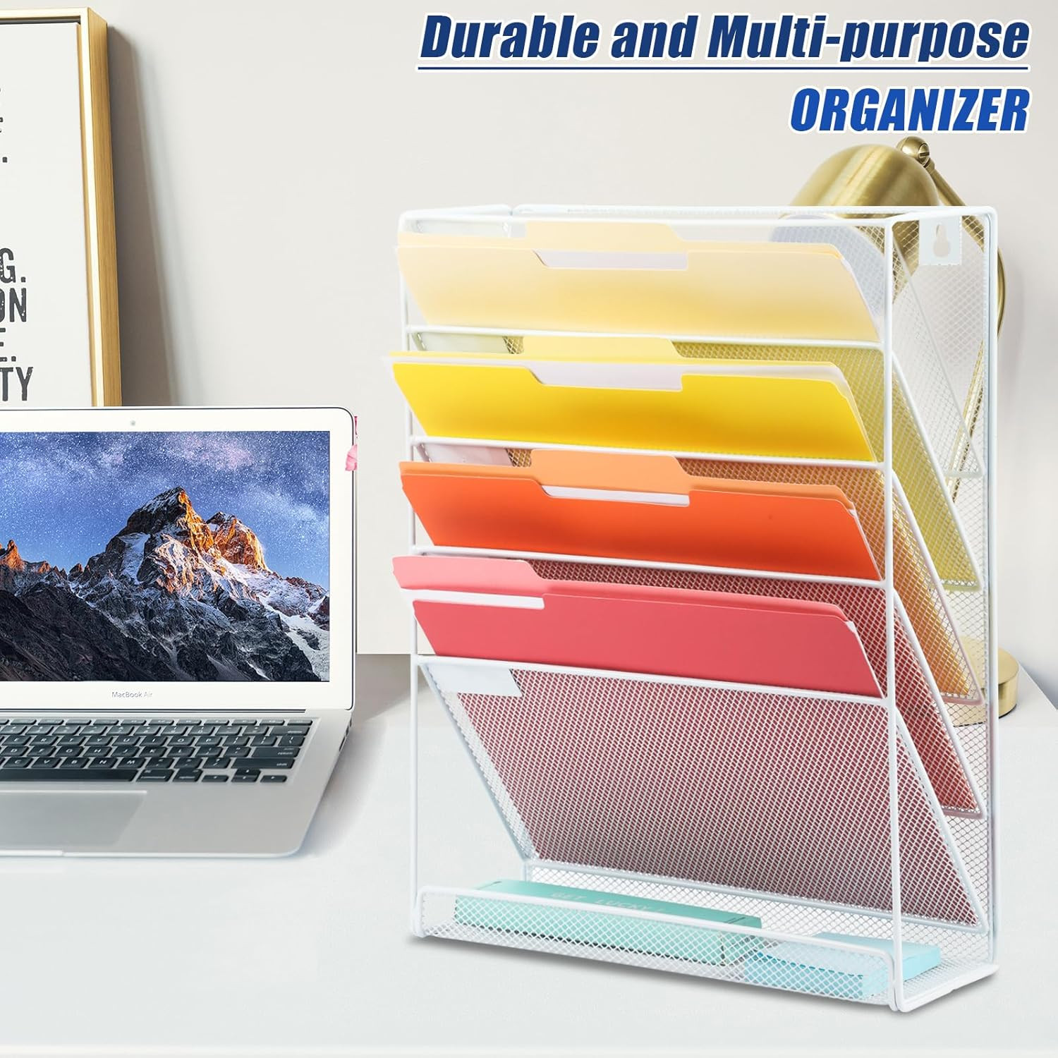Desk File Organizer Mesh 6-Tier, Hanging Wall Mount Document Organization Stand,