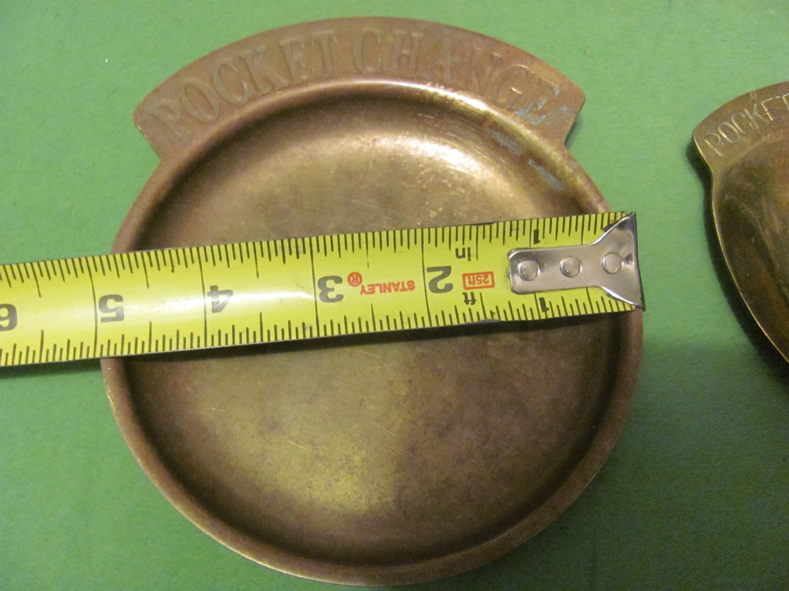 2 Vintage solid Brass Pocket Change Trays Trinket Dish