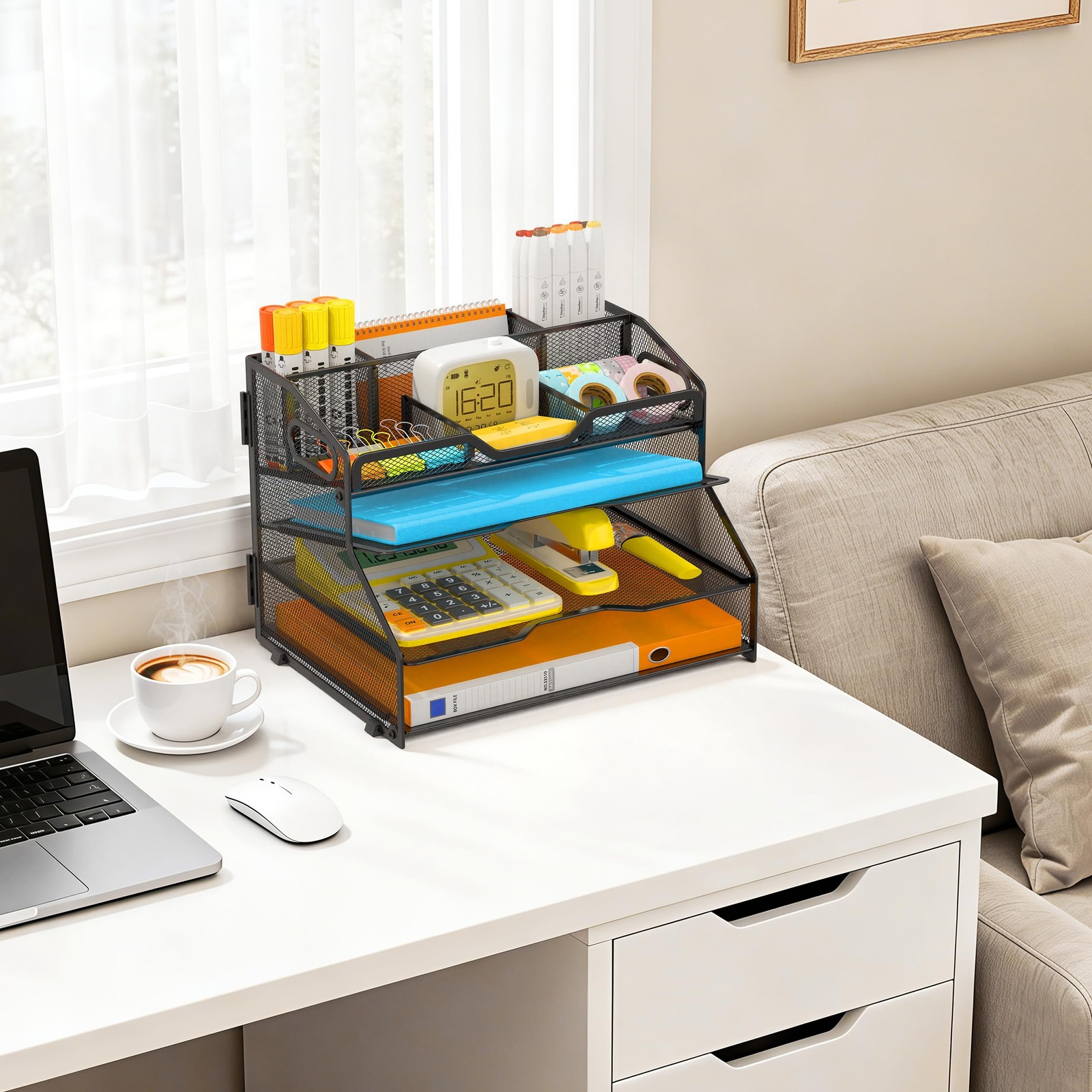 NextFile 4 Tier Desk Orgnizers and Accessories, Metal Magazine File Holder wi…