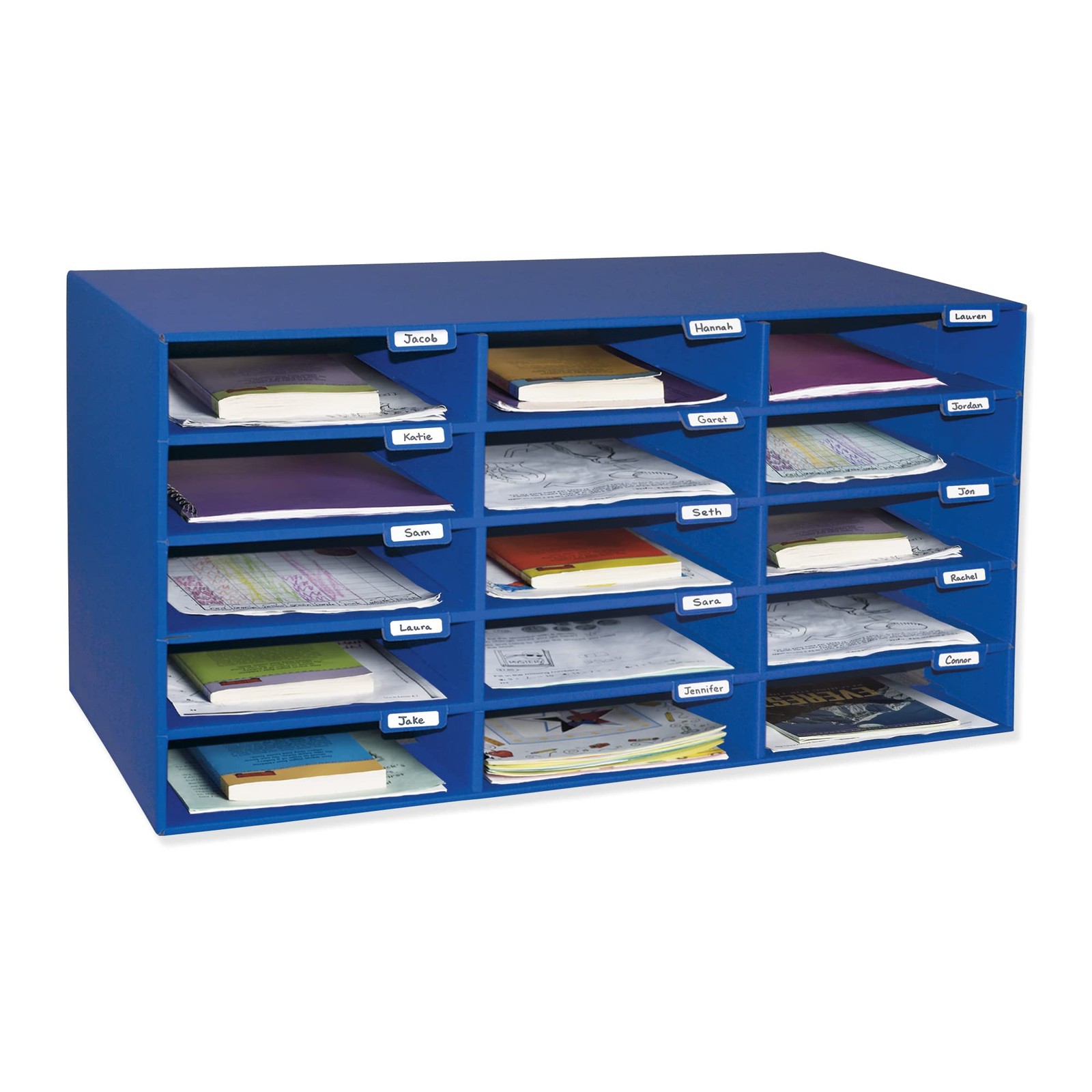 Office Mailbox Storage Unit 15 Slots 70% Recycled Document Organizer Blue
