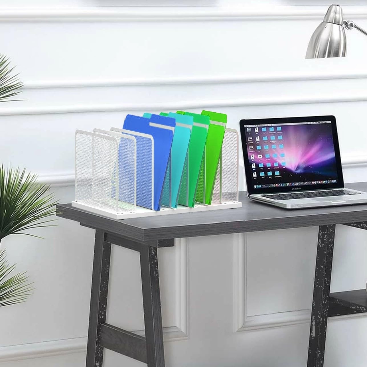 Desk File Organizer Upright Mesh Desktop Sorter Office Home Folder Holder