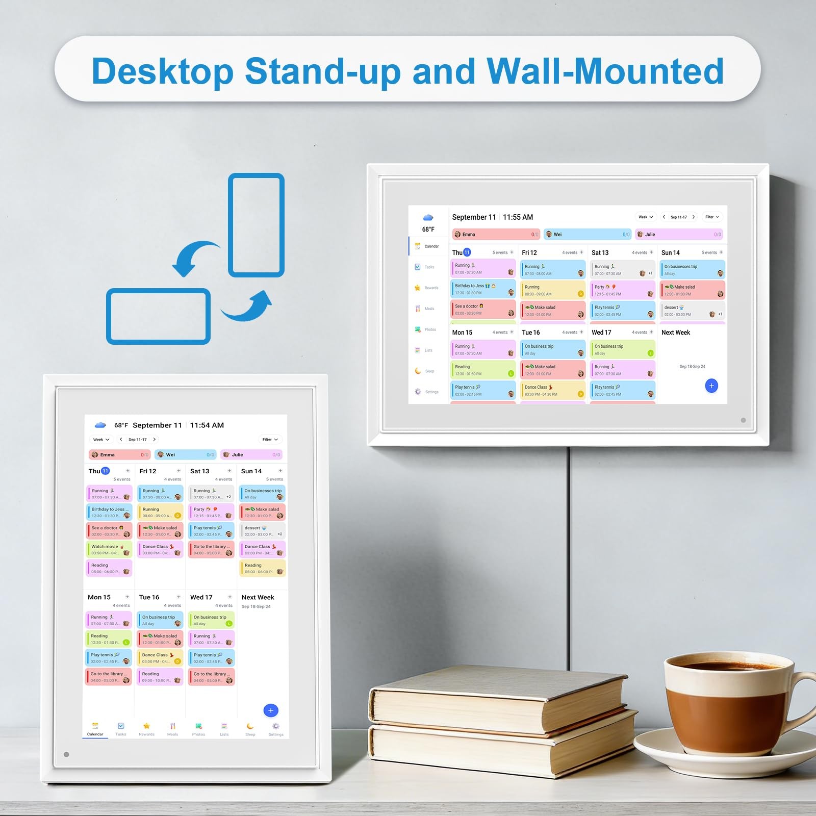 10.1 Inch Digital Calendar+Digital Picture Frame, 2026 Desk Calendar Smart Wi…