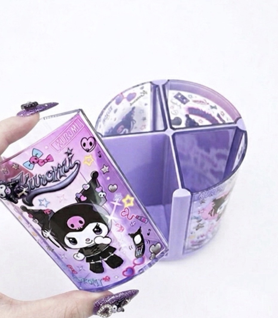 JAPAN Kuromi Purple Desk Organizer Rolling Pen Stand Holder Stand Storage