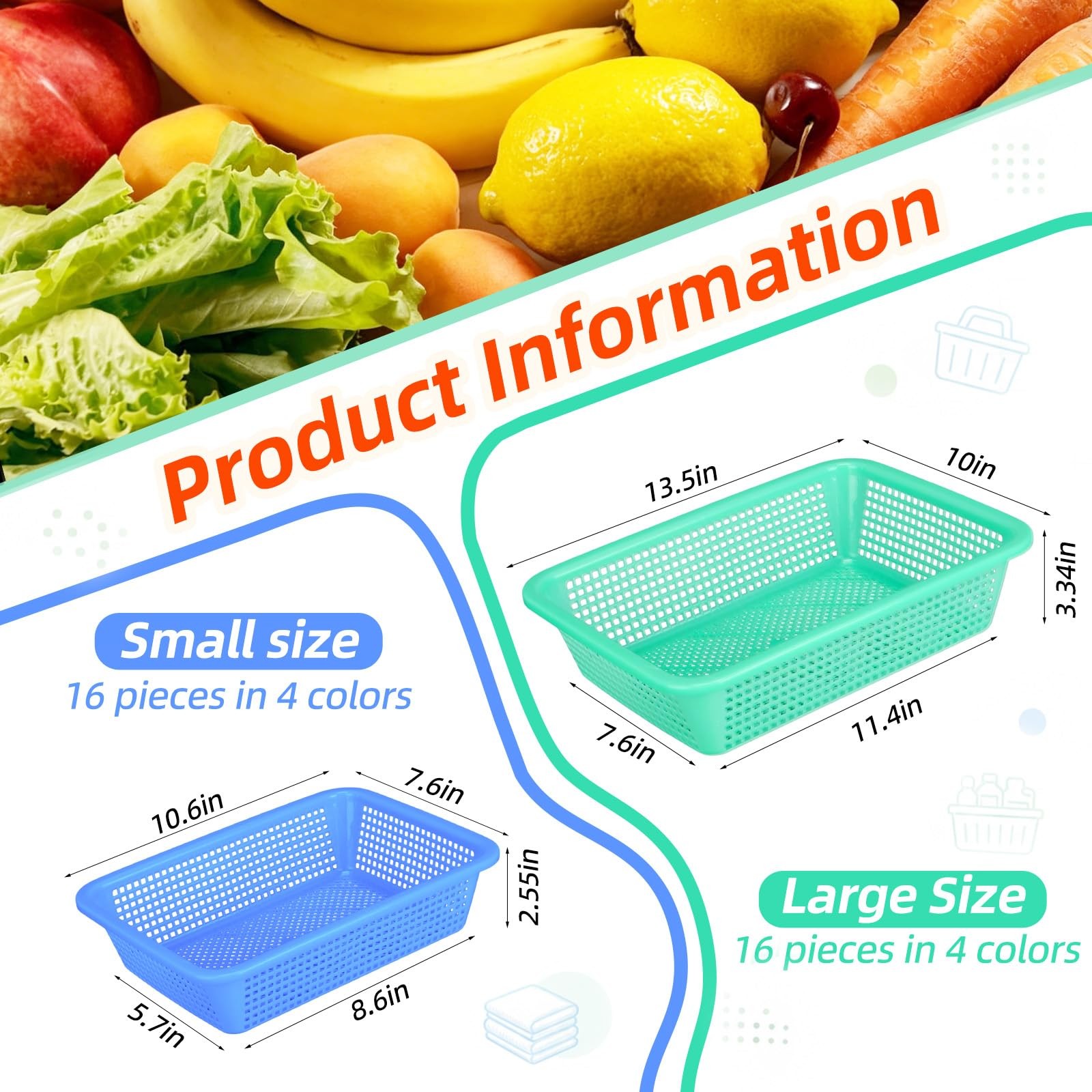 32 Pack Plastic Classroom Storage Baskets Bins, Mixed 2 Size Colorful Organiz…