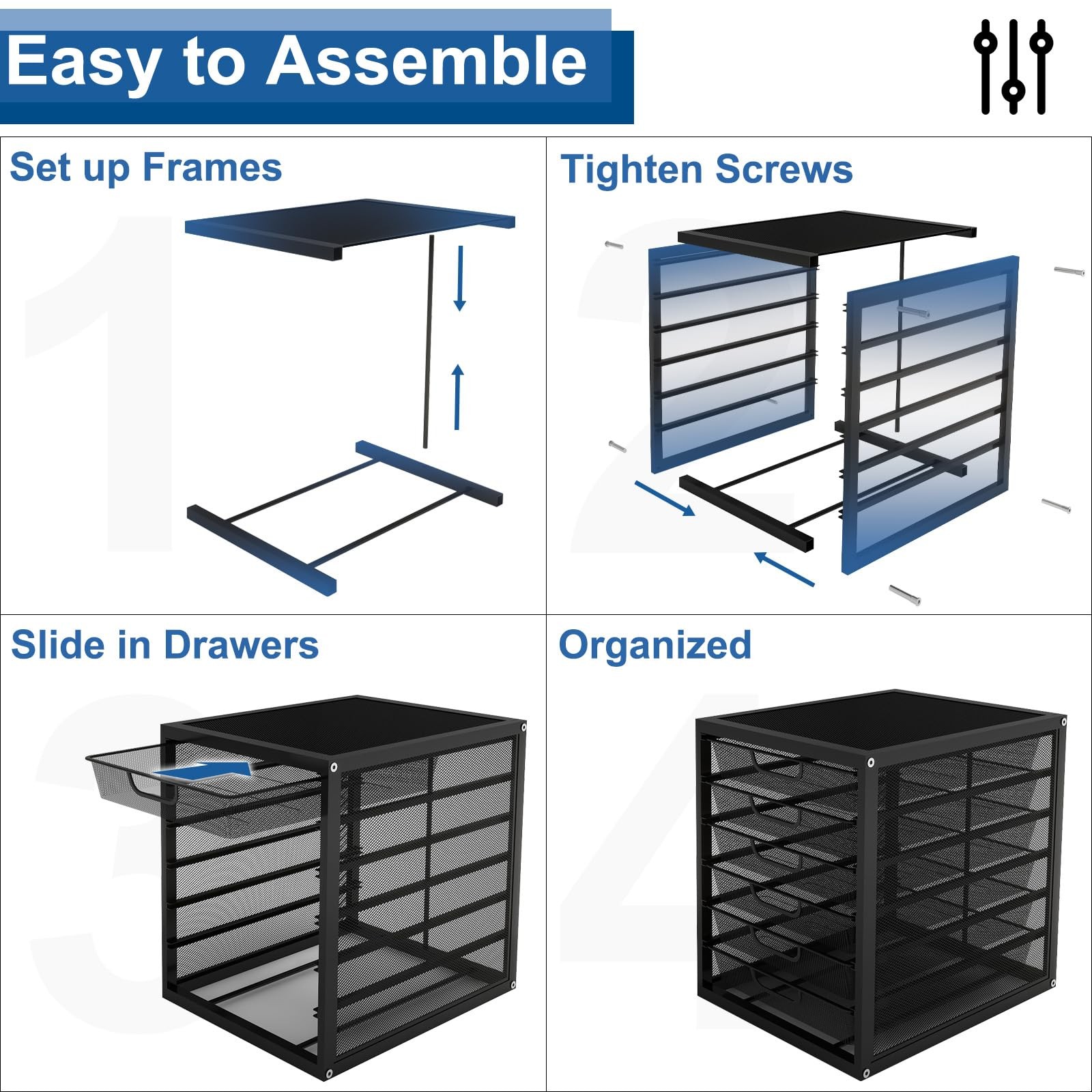 Natwind Mesh Desk Organizer 6 Tier Sliding Drawers Paper Sorter