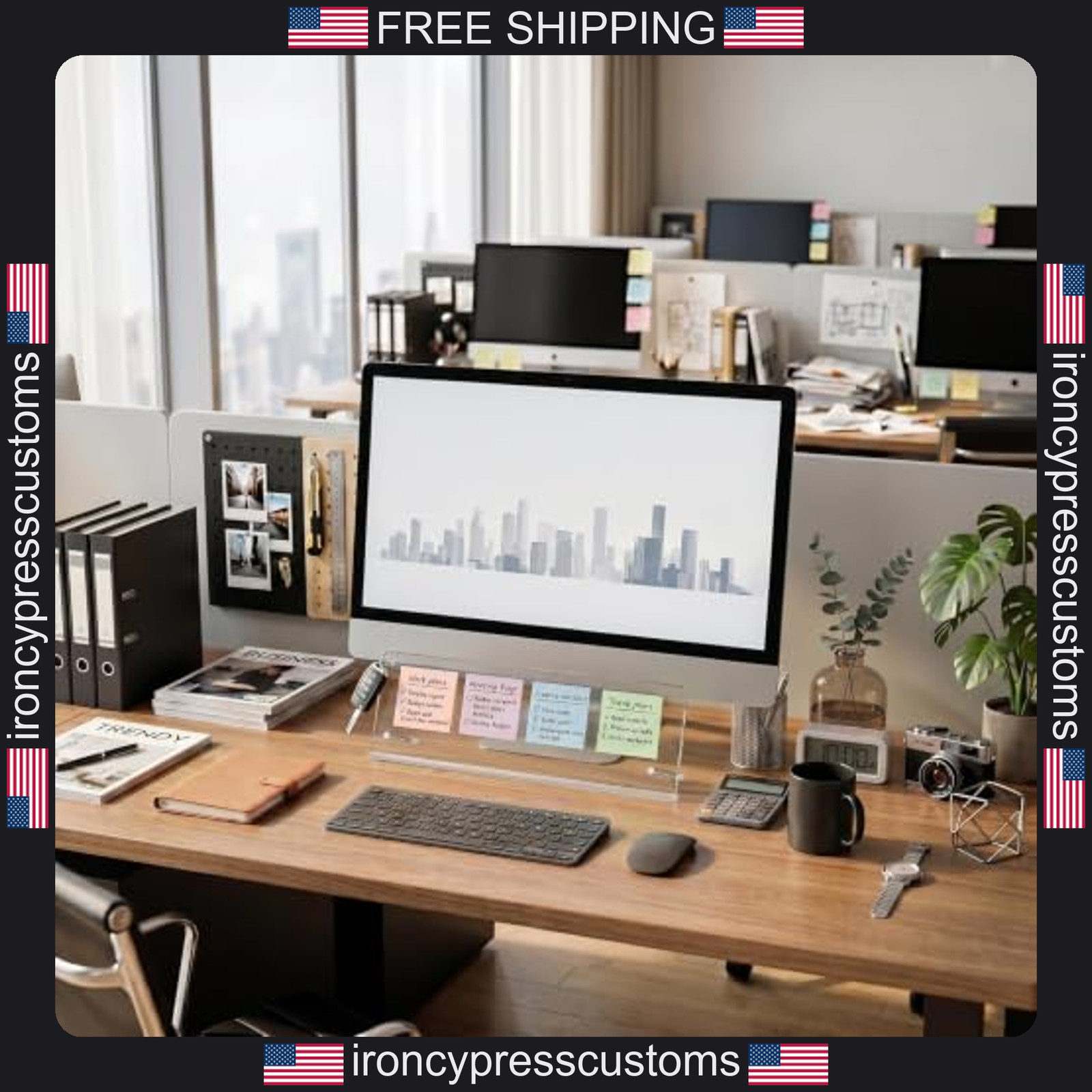 Monitor Memo Board Holder 14×5 Inches Acrylic Office Desktop Organizer