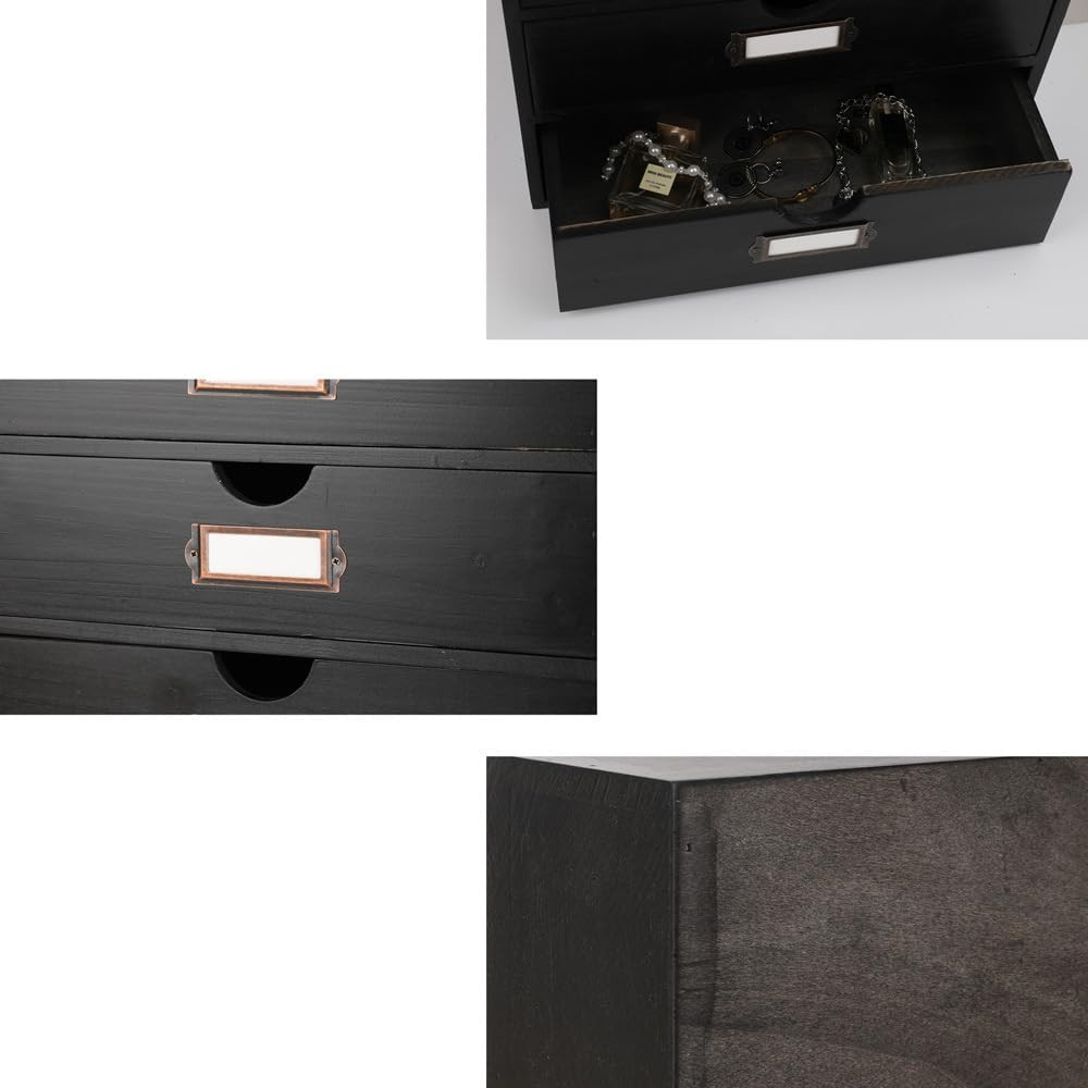 Rustic Wooden Storage Box with 3 Drawers – Stylish Desk Organizer for Home & Off