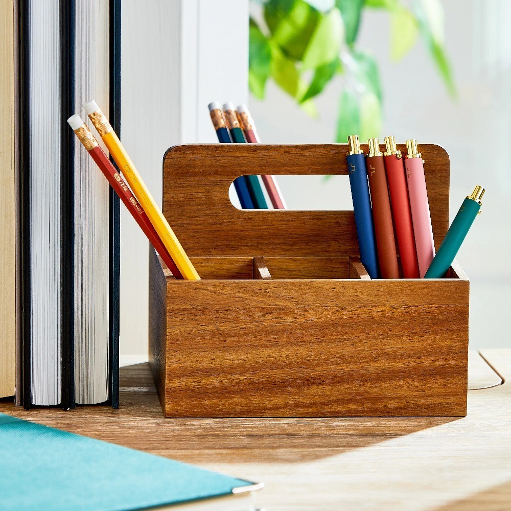 Desktop Organizer with 6 Compartments Storage Caddy 6.6 x 6.6 x 5.1 Inches