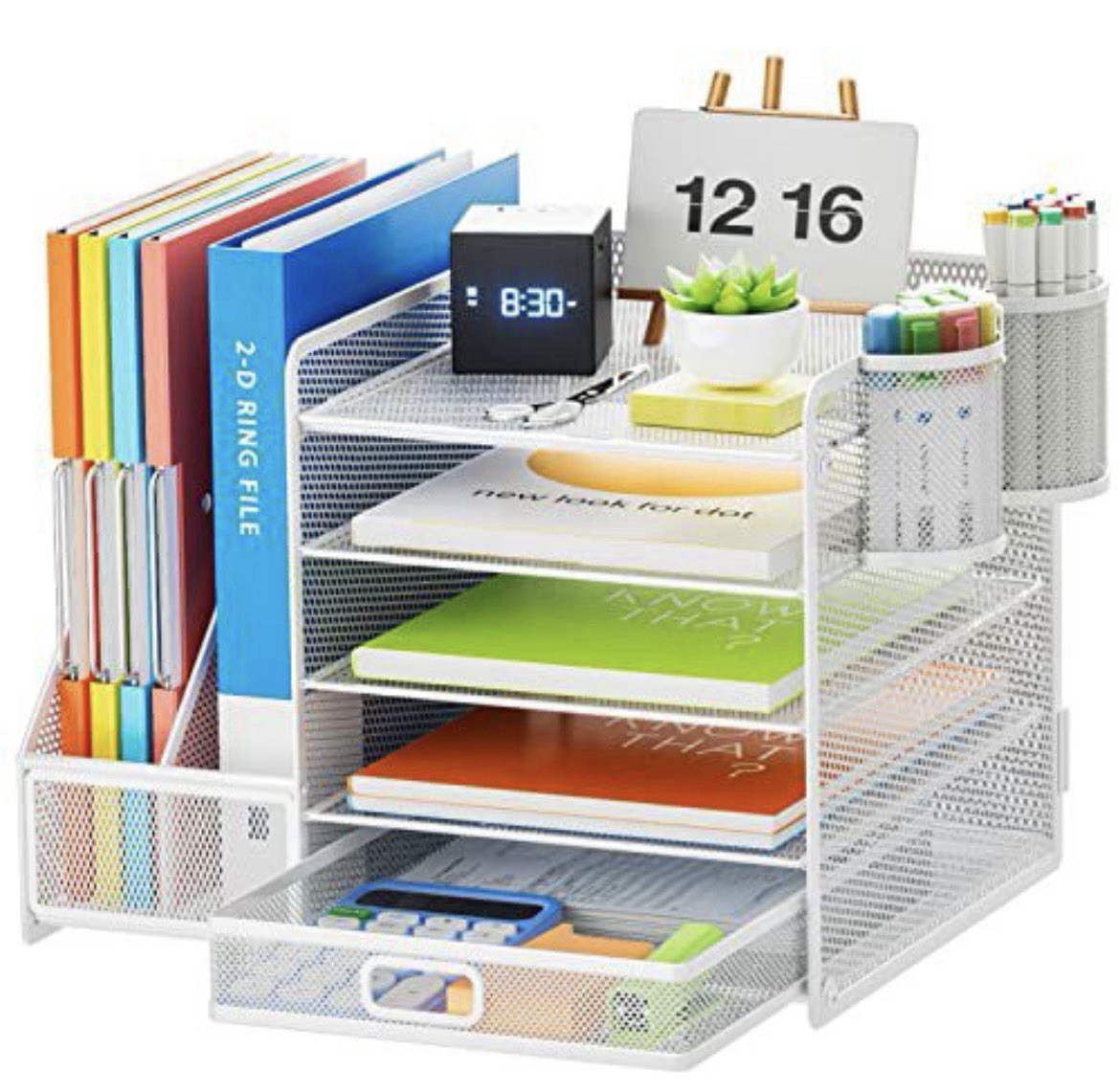 Marbrasse Desk Organiser with File Holder, 5-Tier Paper Letter Tray Organiser