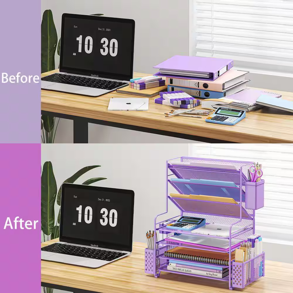 16.75 in X 16.75 in 7 Tier Desk File Organizer, Letter Tray Paper Organizer and