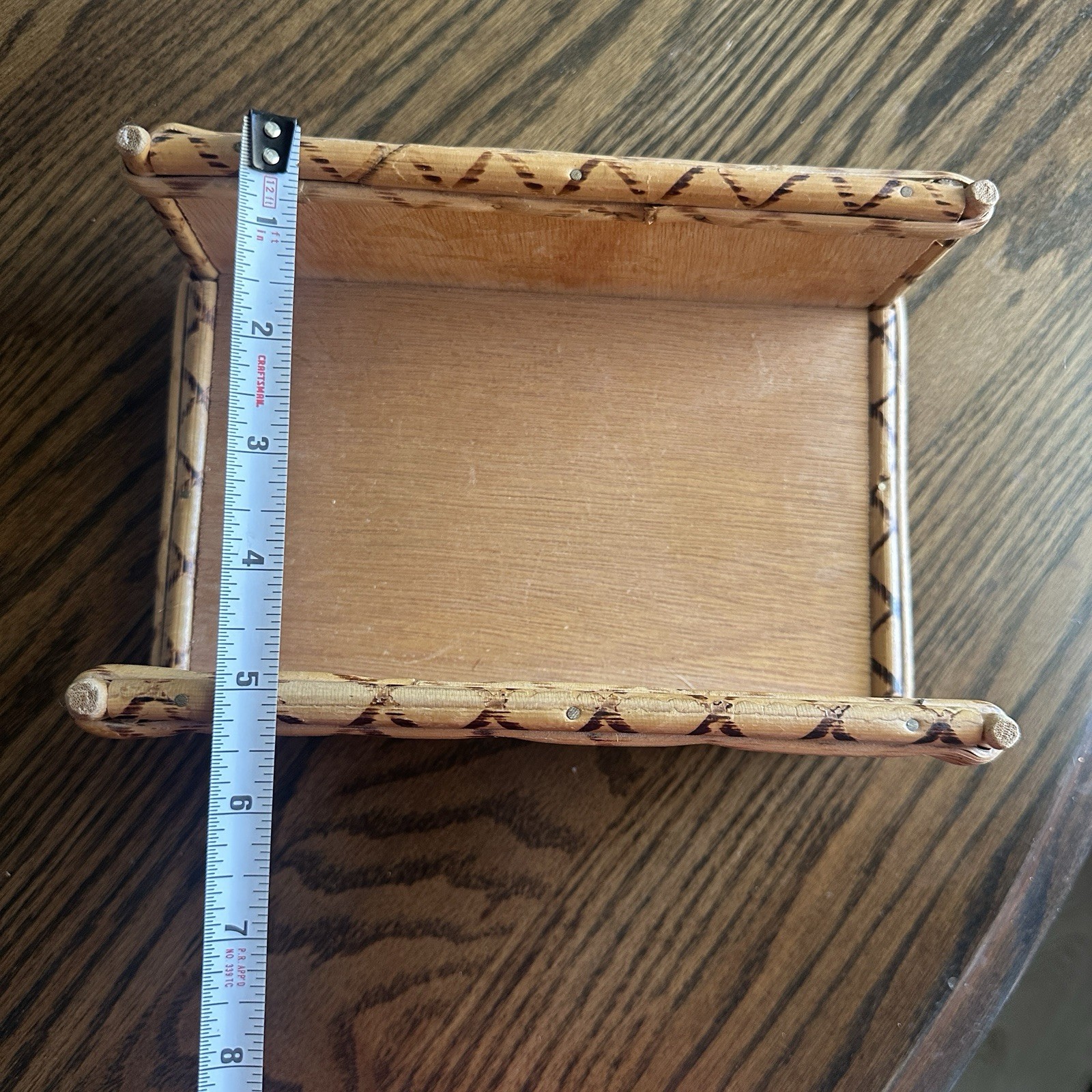 Vintage Burnt Bamboo Rattan Desk Organizer Napkin Caddy Letter Holder Hong Kong