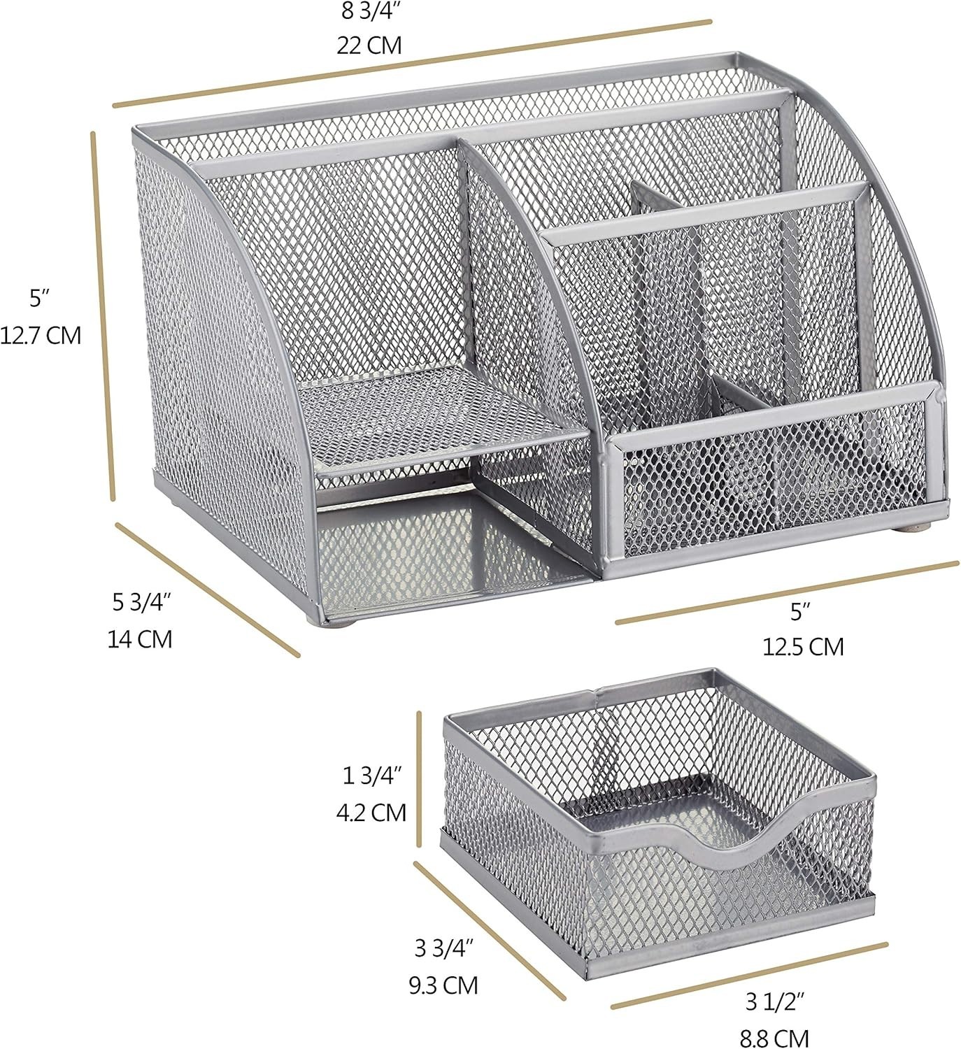 Mesh Steel 7 Compartments Desk Organizer – Silver-R0248