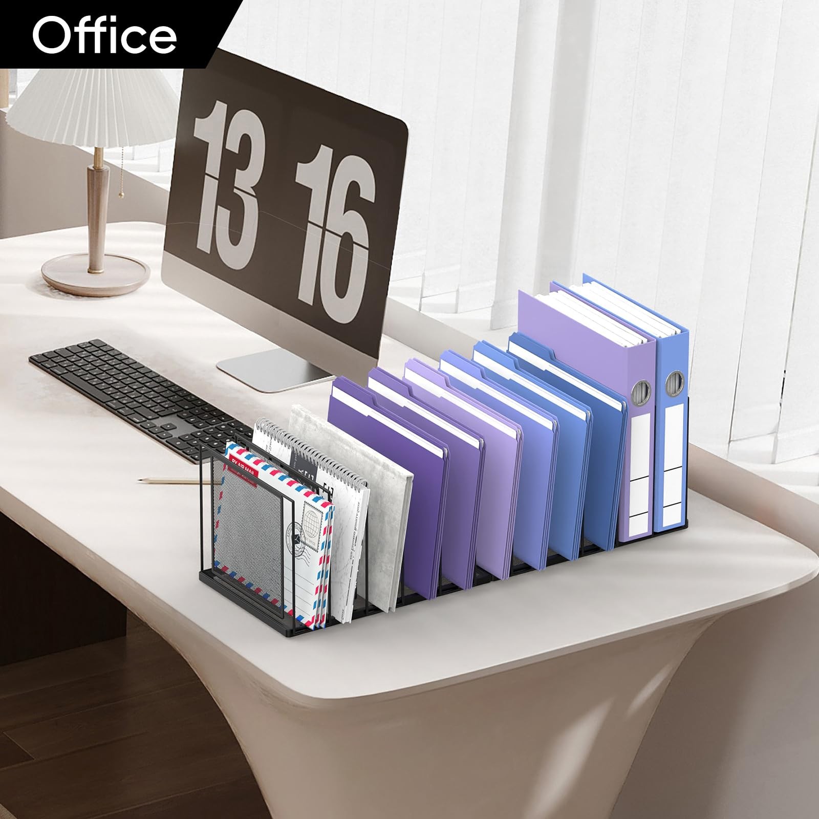 11Section Vertical File Sorter Organizer For Desk Standing Metal Folder Black