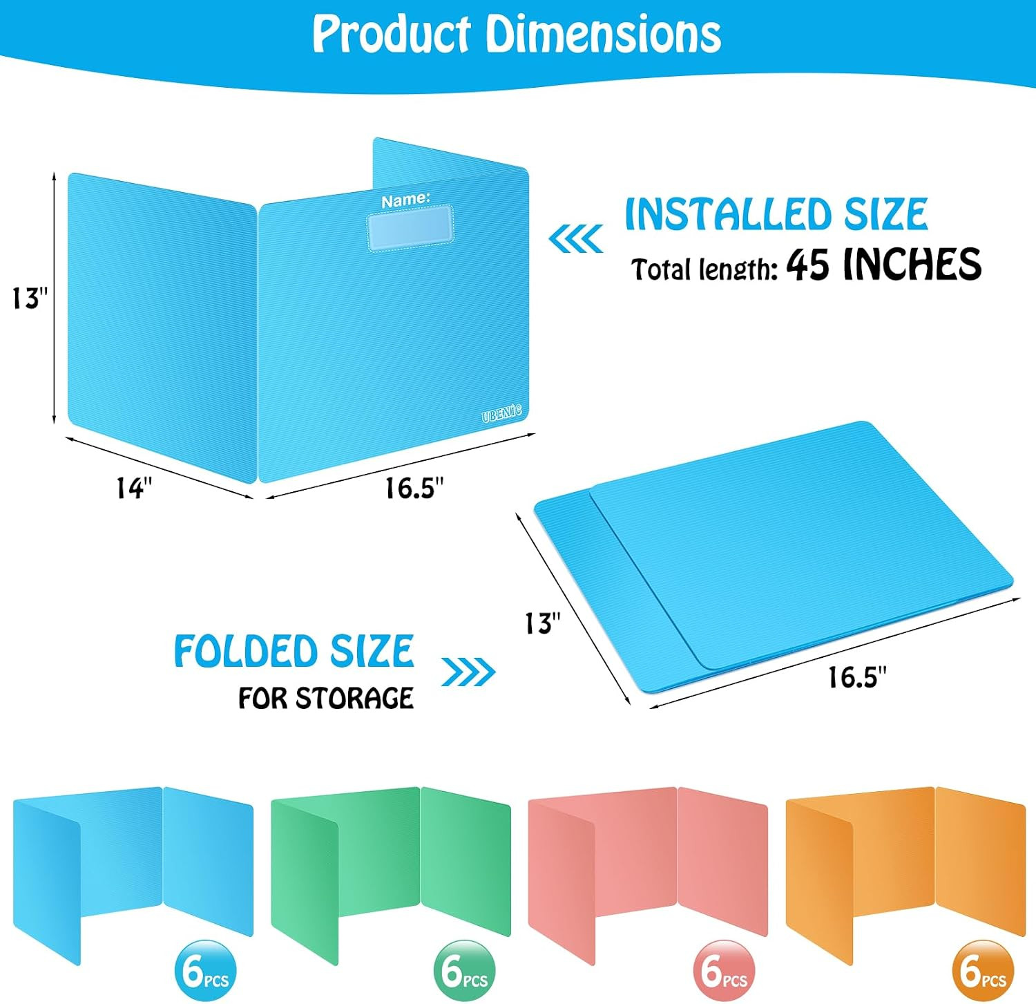 Colorful 24-Pack Desk Dividers for Students, Durable Plastic Study Carrel Divide