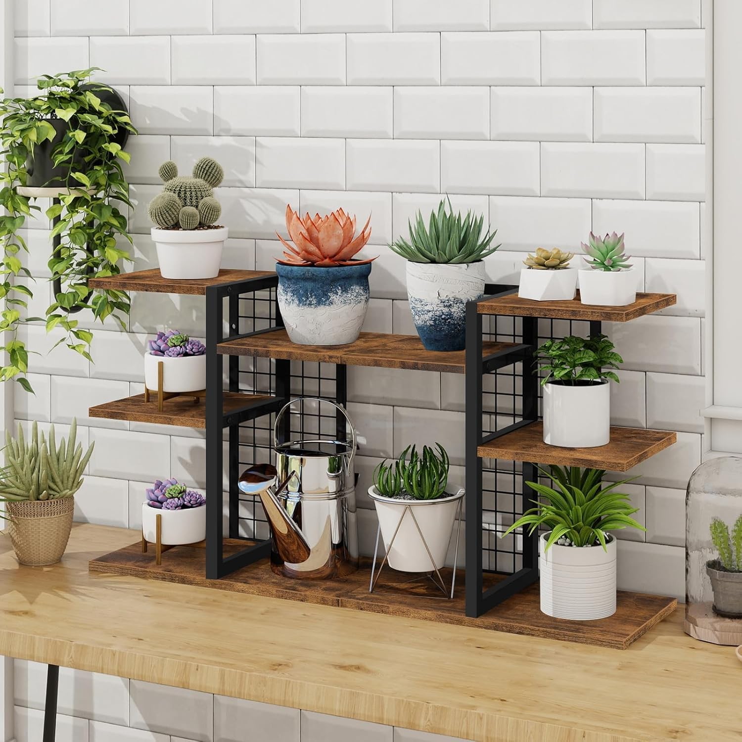 ELITEROO Desktop Shelf Organizer, 15.74 L x 7.87 W x H inches, Brown