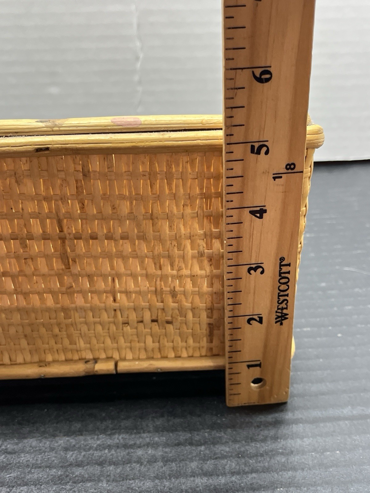 Vintage Woven Organizer Desk Letter Holder Wicker Rattan Mid-Century Bohemian