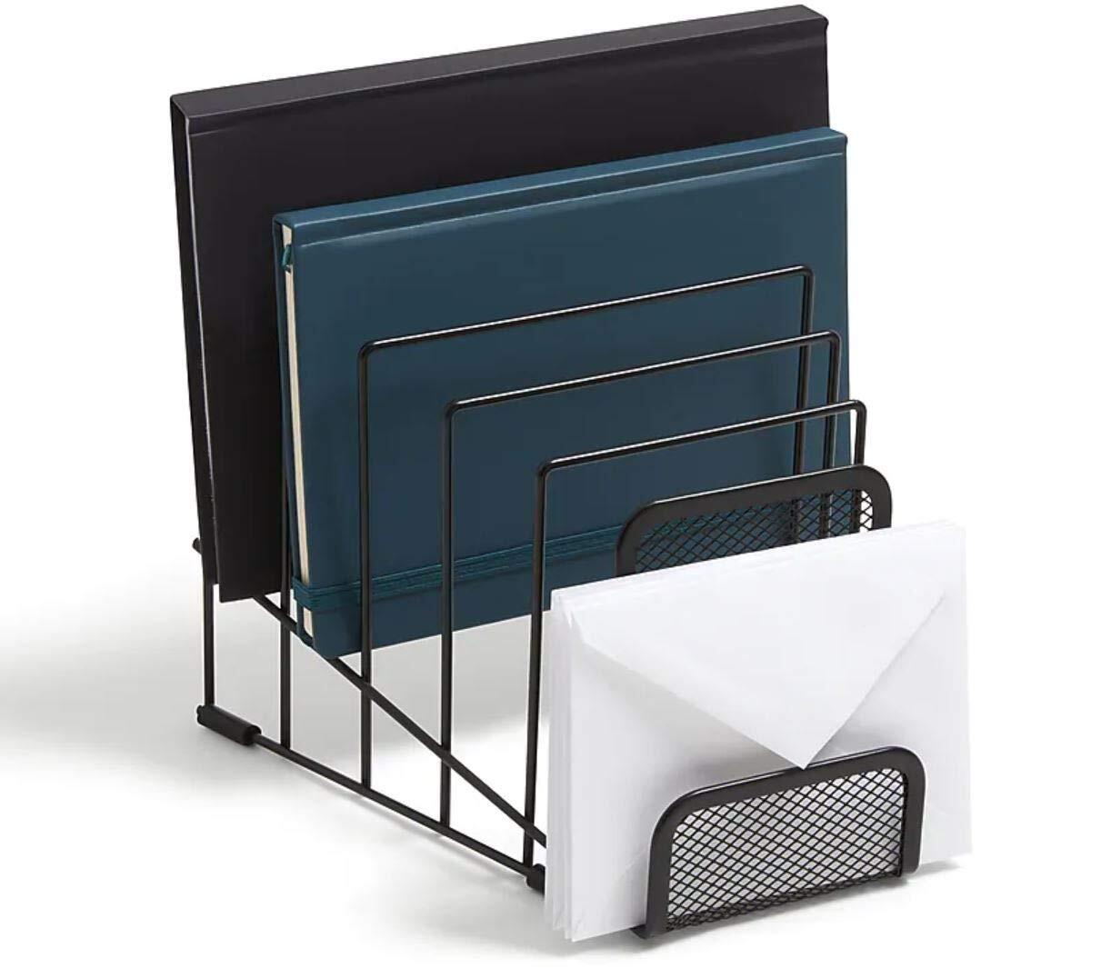 METAL INCLINE DESKTOP FILE SORTER WIRE FILE ORGANIZER MULTI STEP FILE ORGANIZER