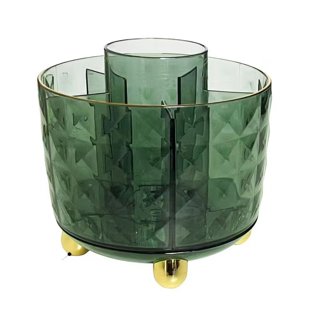 6-Slot Dark Green Rotating Pen Holder for Desk, Smooth 360° Spinning Pencil Orga