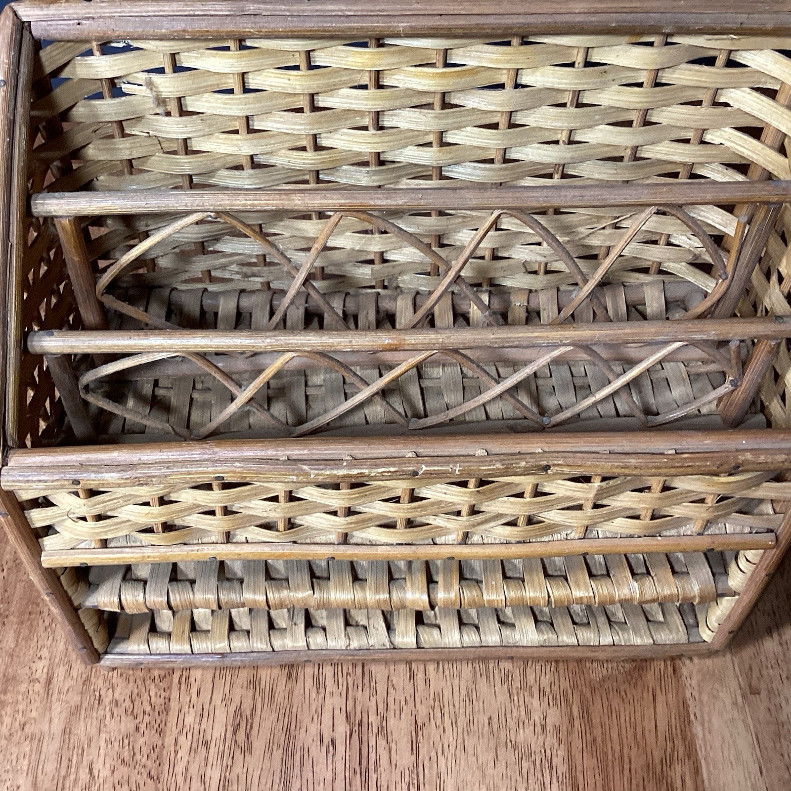 Wicker Rattan Desk Top Letter/Bill Office Work Organizer Boho Hong Kong