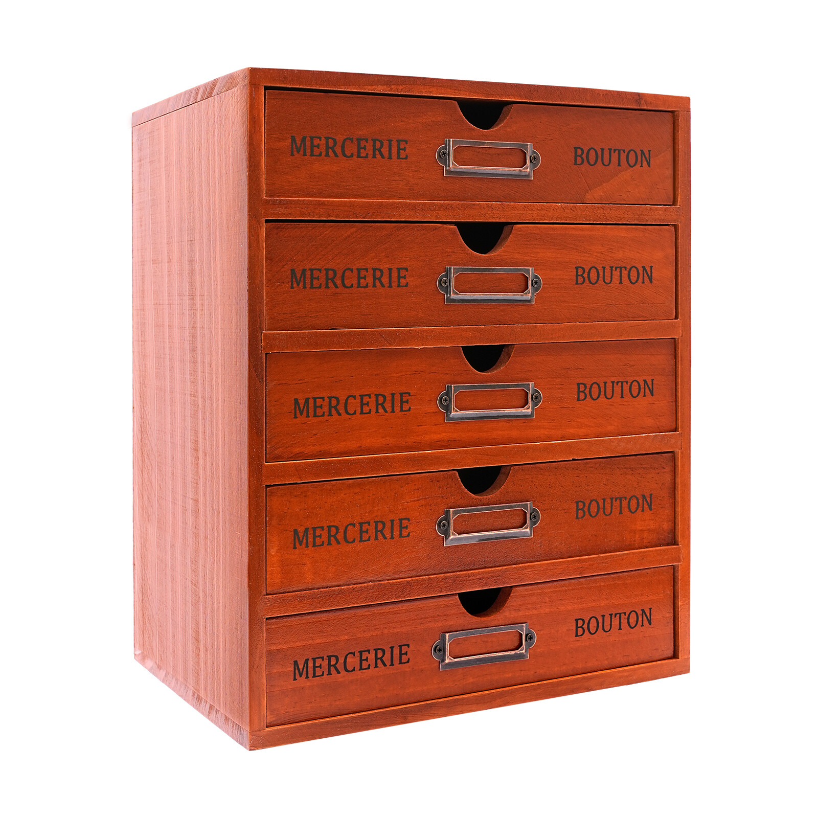 5-Drawer Brown Wooden Desk Organizer Storage Drawers Vintage Shelf Drawer