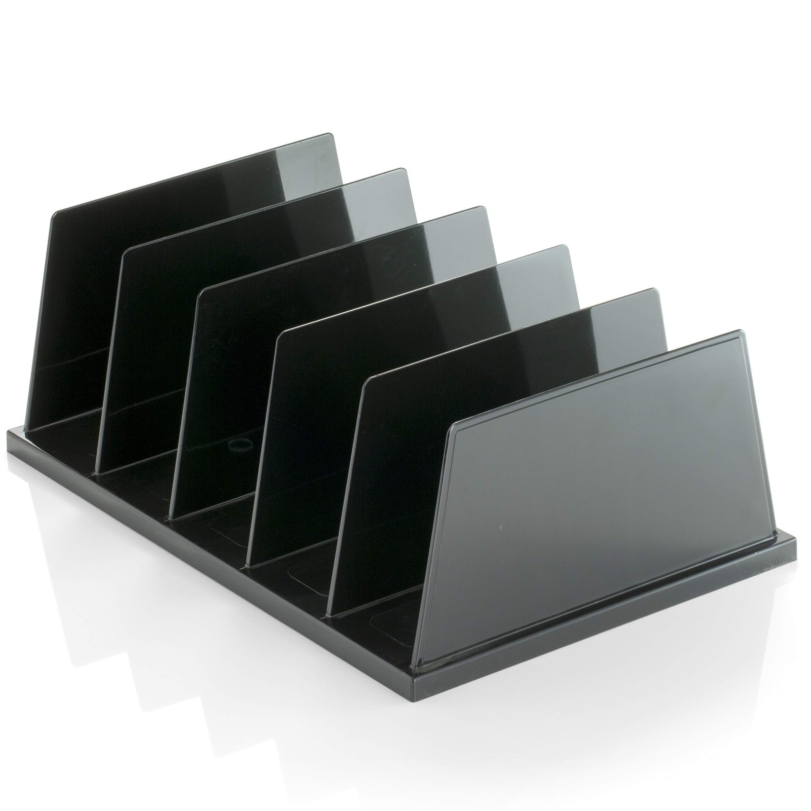 Large Standard Sorter 5 Compartments 13.5x9x5 Inch Recycled Plastic Black