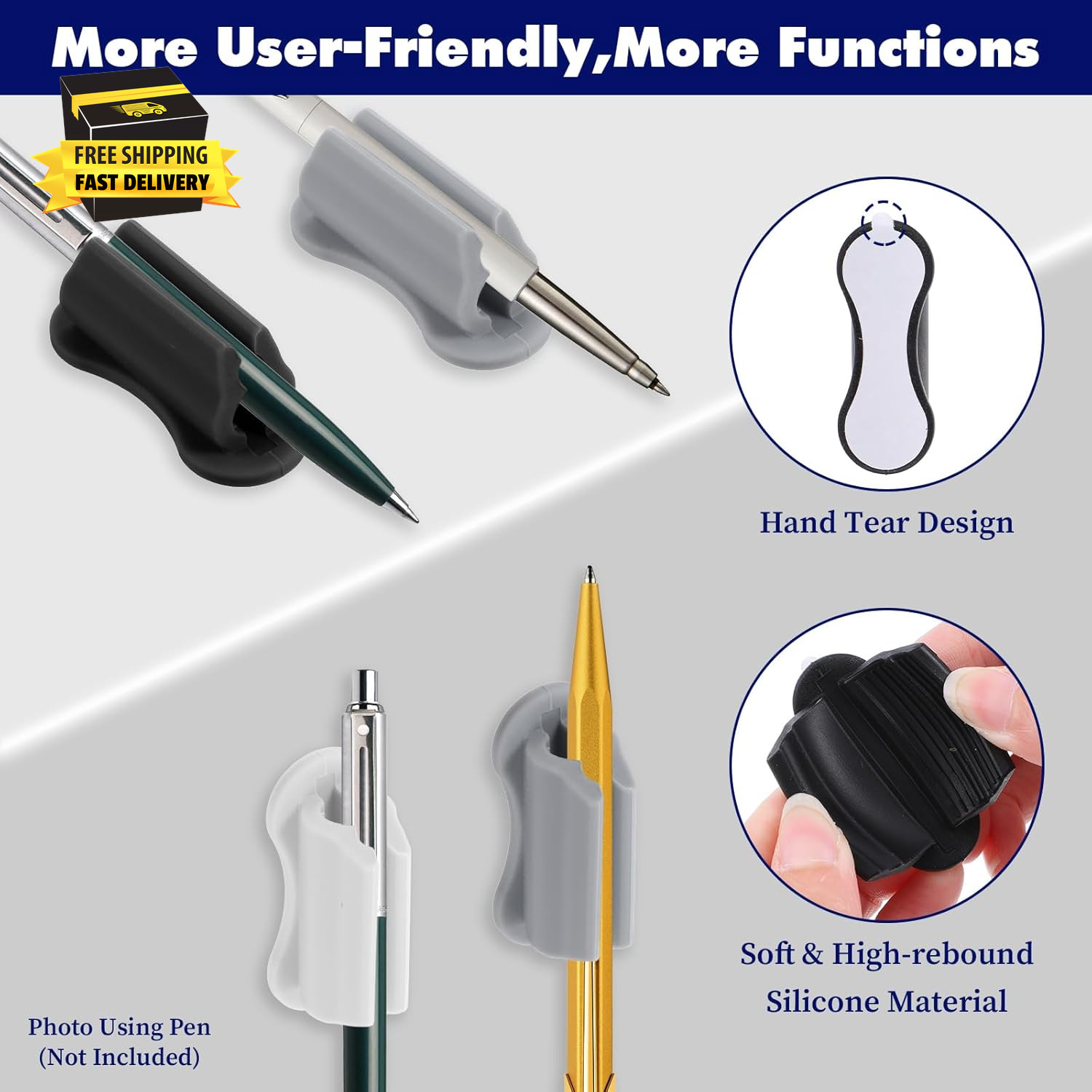 6 Pcs Adhesive Pen Holder for Wall, Sticky Silicone Desk Pencil Holder Marker Ho