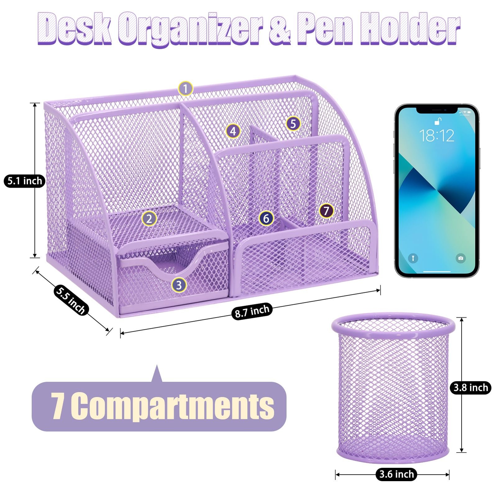 13-in-1 Office Desk Organizer Set with Stapler and Tape Dispenser, Pen Holder…