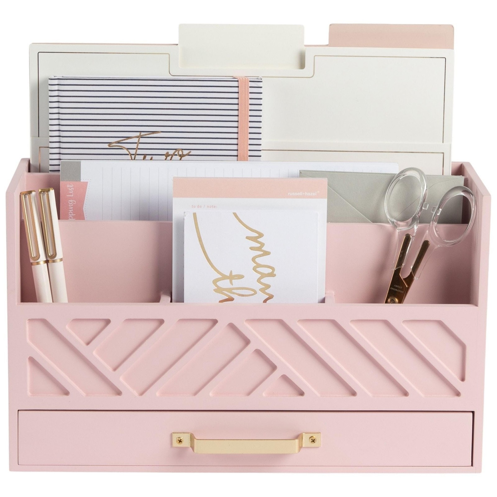 | Pink Desk Organizers Wooden Mail Organizer with Drawer | Mail Sorter Organi…
